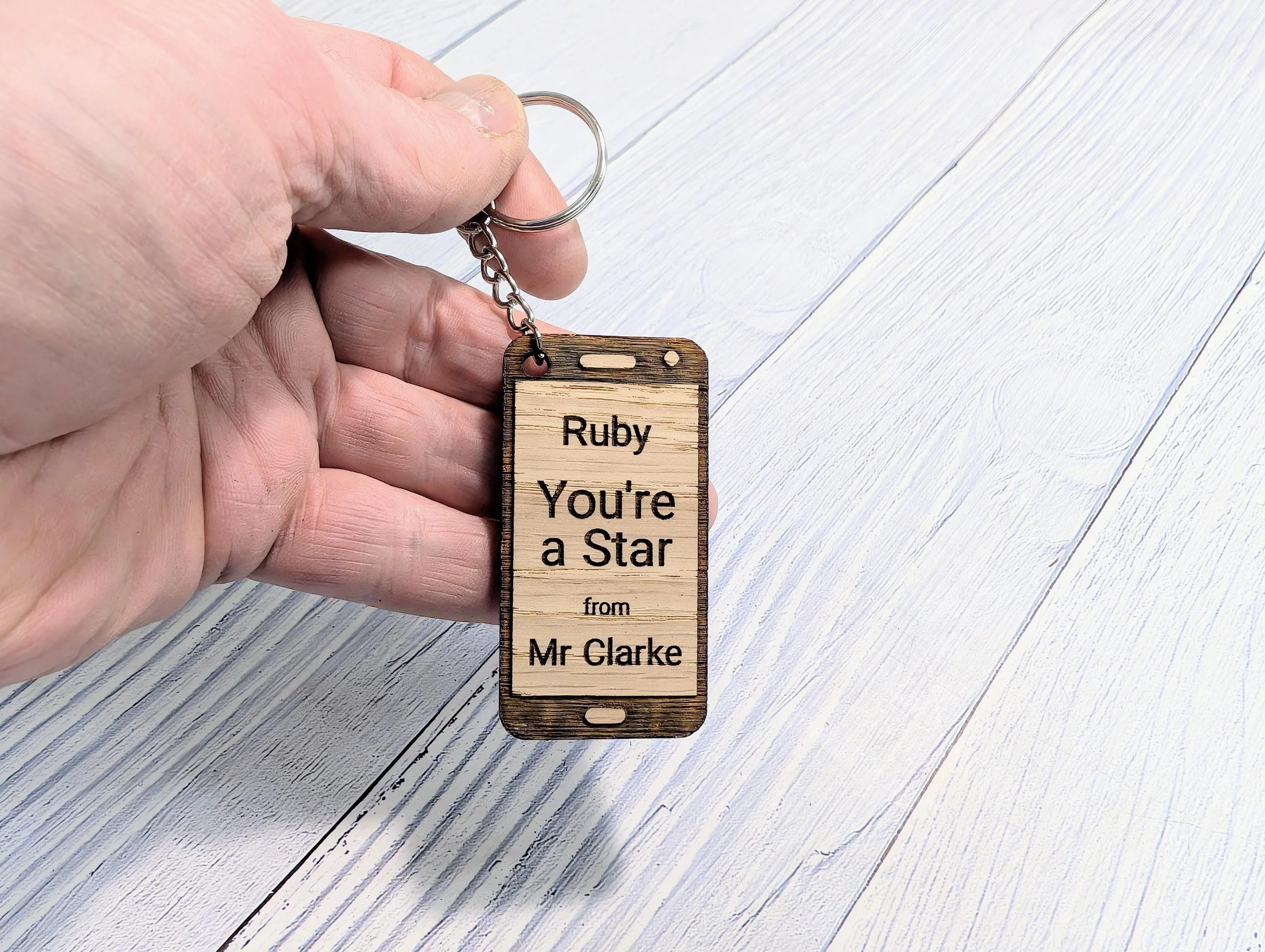 Personalised Student Keyring – "You're a Star" Teacher Gift, Mobile Phone Shape, End of Term Keepsake, Custom Class Gift - Image 3