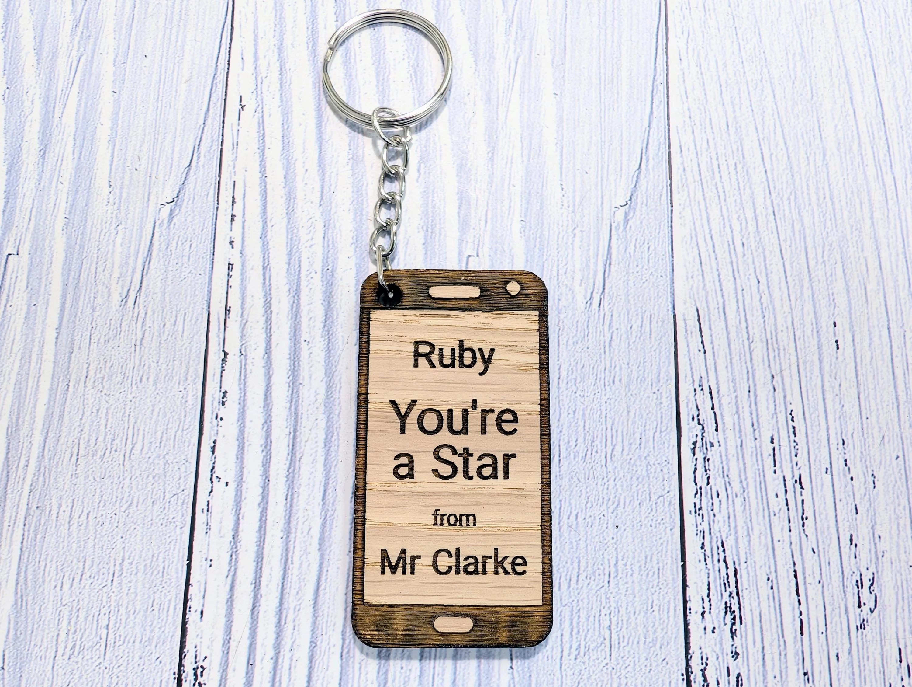 Personalised Student Keyring – "You're a Star" Teacher Gift, Mobile Phone Shape, End of Term Keepsake, Custom Class Gift - Image 4