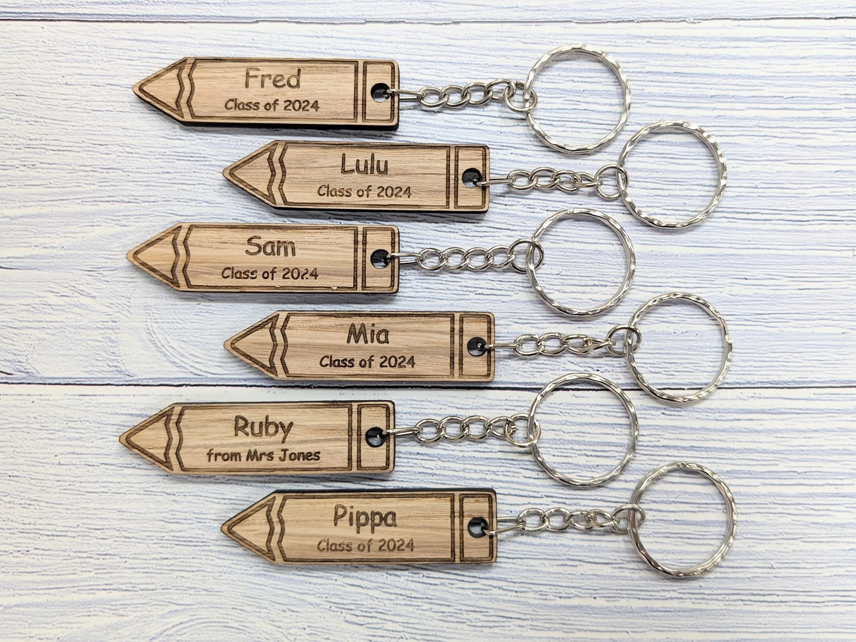 Personalised Student Pencil Keyrings, Year 6 Leavers Gift, Oak School Key Chains, Students Gifts, Gifts from Teacher, End of Term, End-of-Year - Image 3