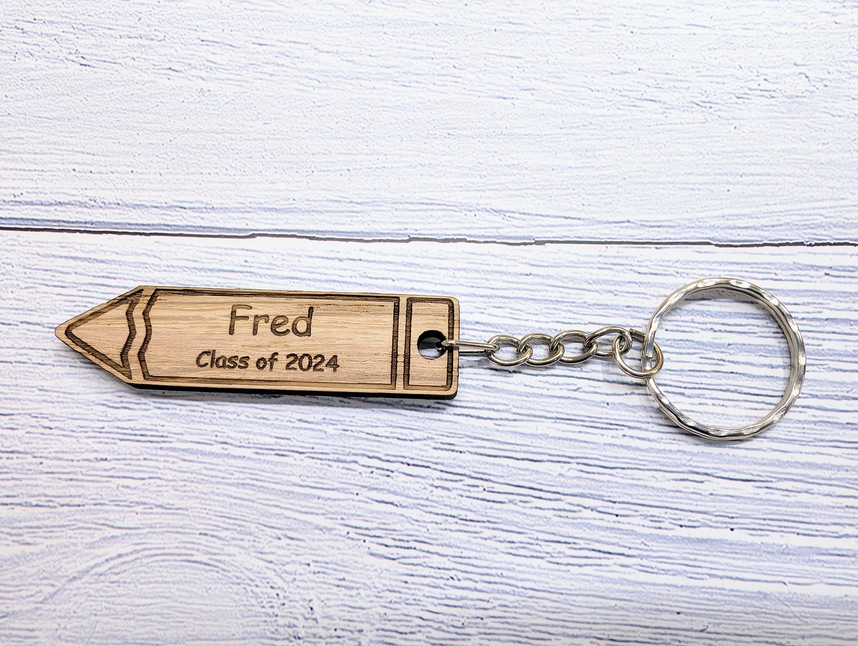 Personalised Student Pencil Keyrings, Year 6 Leavers Gift, Oak School Key Chains, Students Gifts, Gifts from Teacher, End of Term, End-of-Year - Image 5