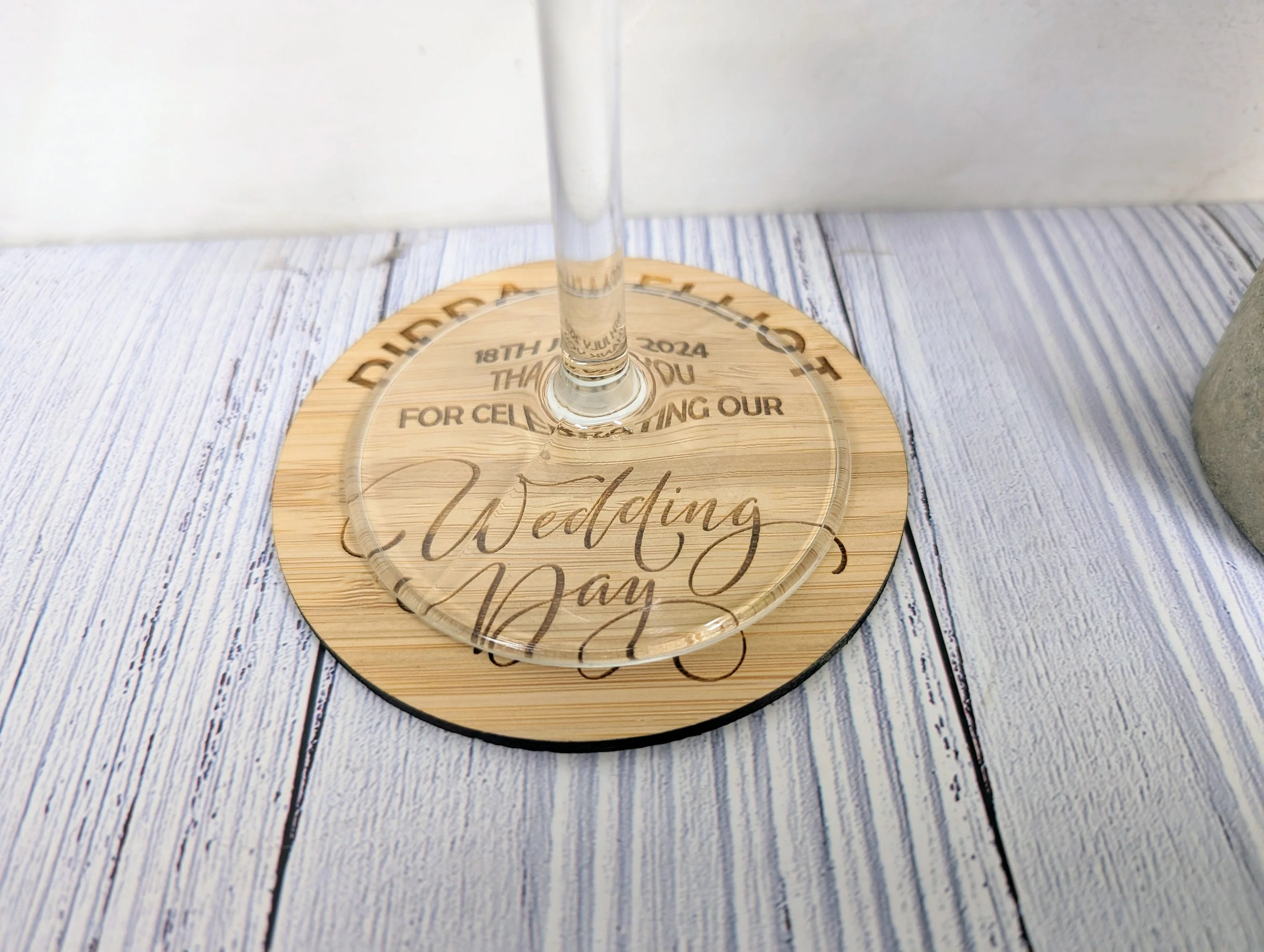 Personalised Wedding Day Bamboo Coasters - Round, 100mm Diameter, with Custom Names & Date - Unique Wedding Favors - Image 8