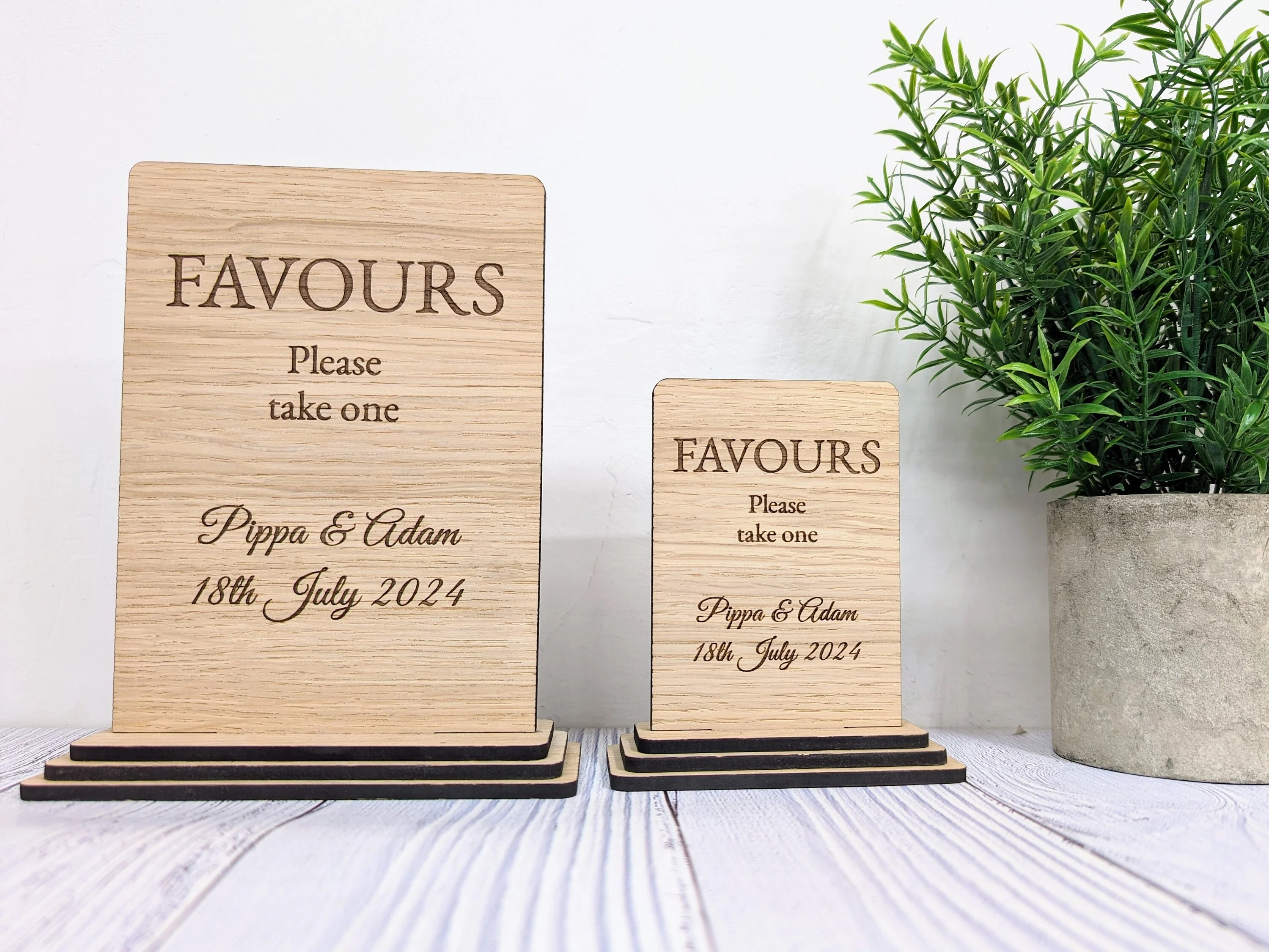 Personalised Wedding Sign 'Favours - Please Take One' - Custom Couples' Name, Date, Eco-Friendly Wooden Sign, Couples, Venues & Planners - Image 2