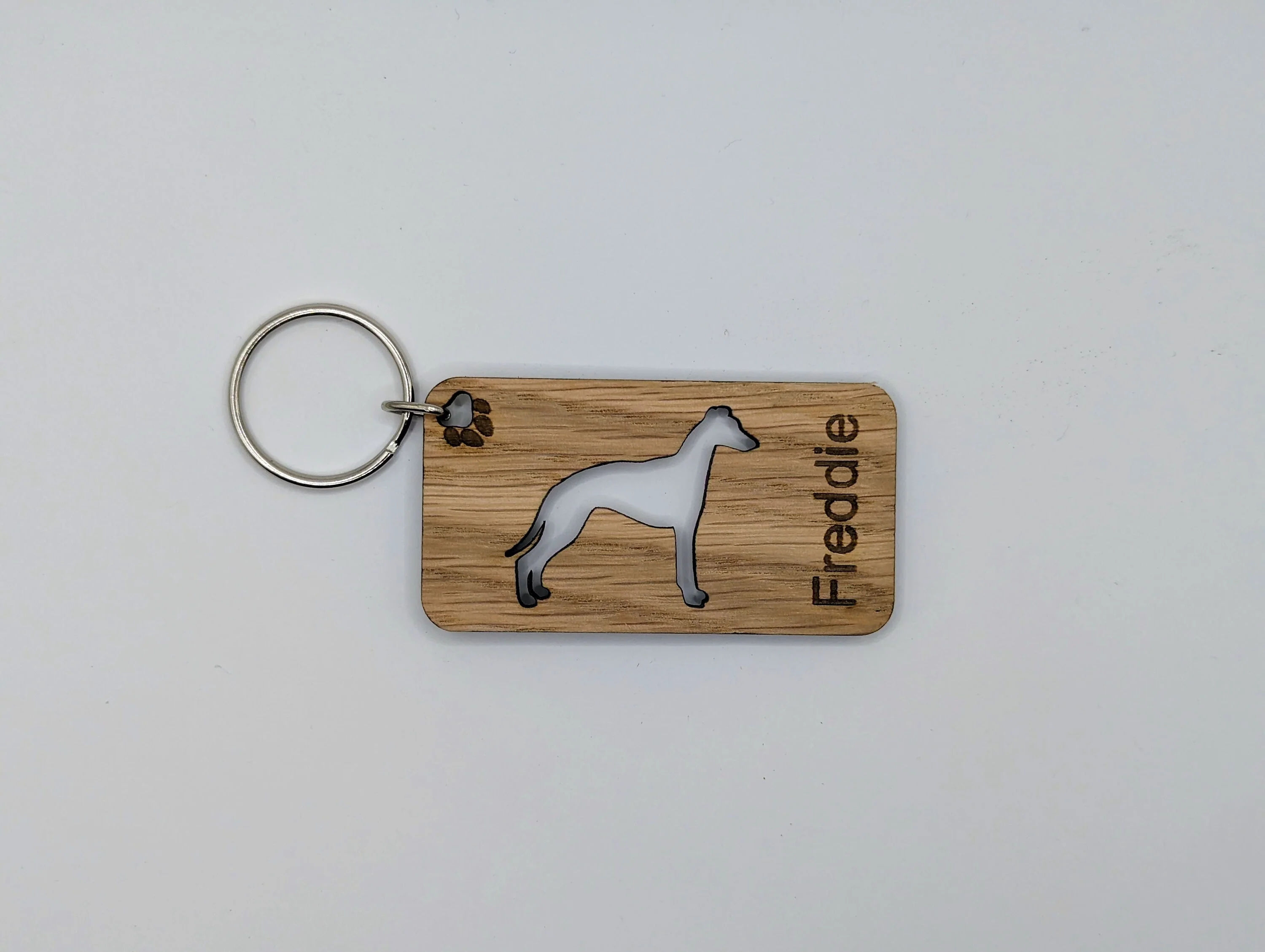 Personalised Whippet Wooden Keyring | Oak Dog Keychain | Gift For Whippet Parent | Doggy Key Tag Gift - Image 6