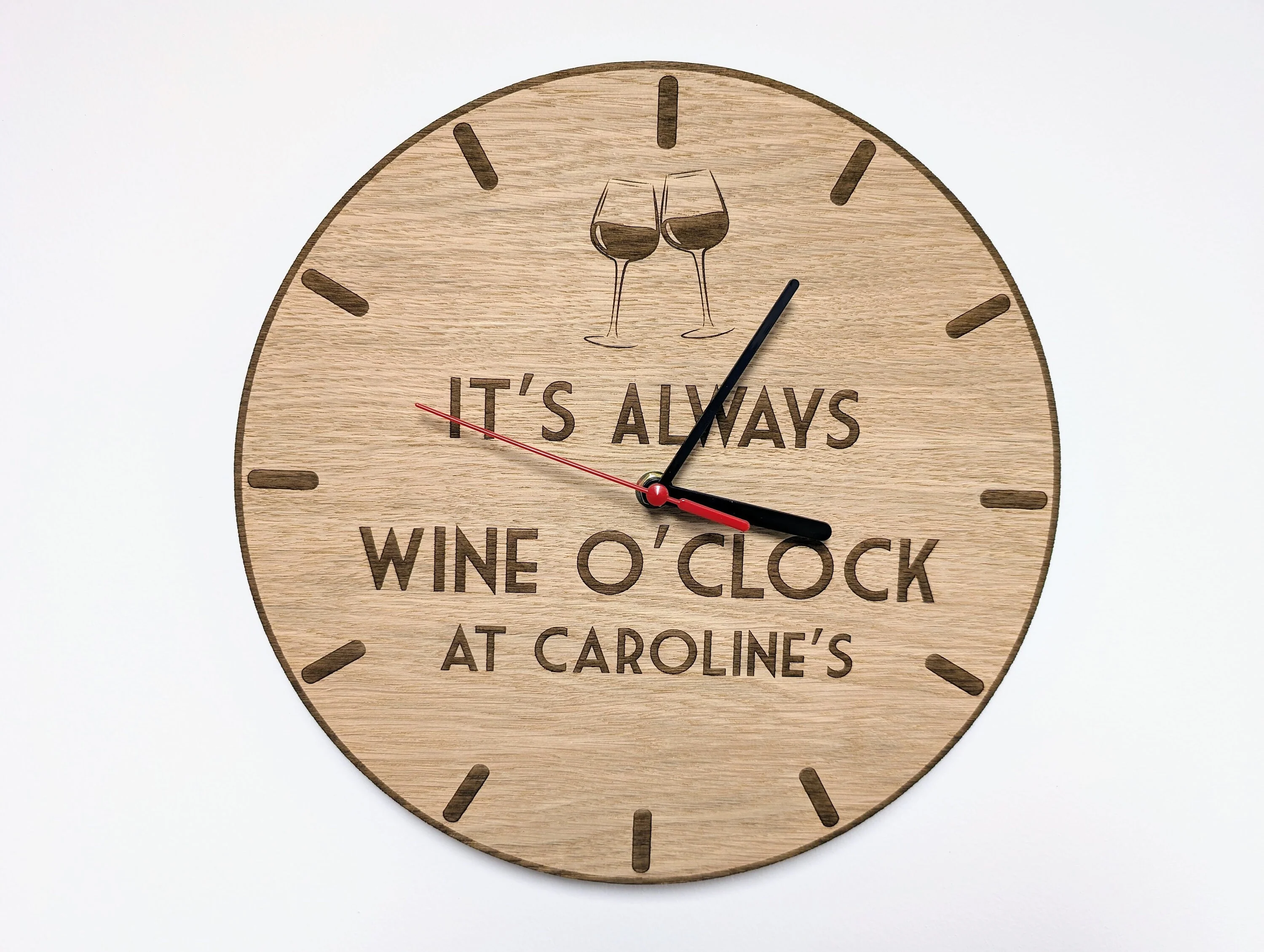 Personalised Wine O'Clock Wooden Wall Clock - 30cm - Image 4