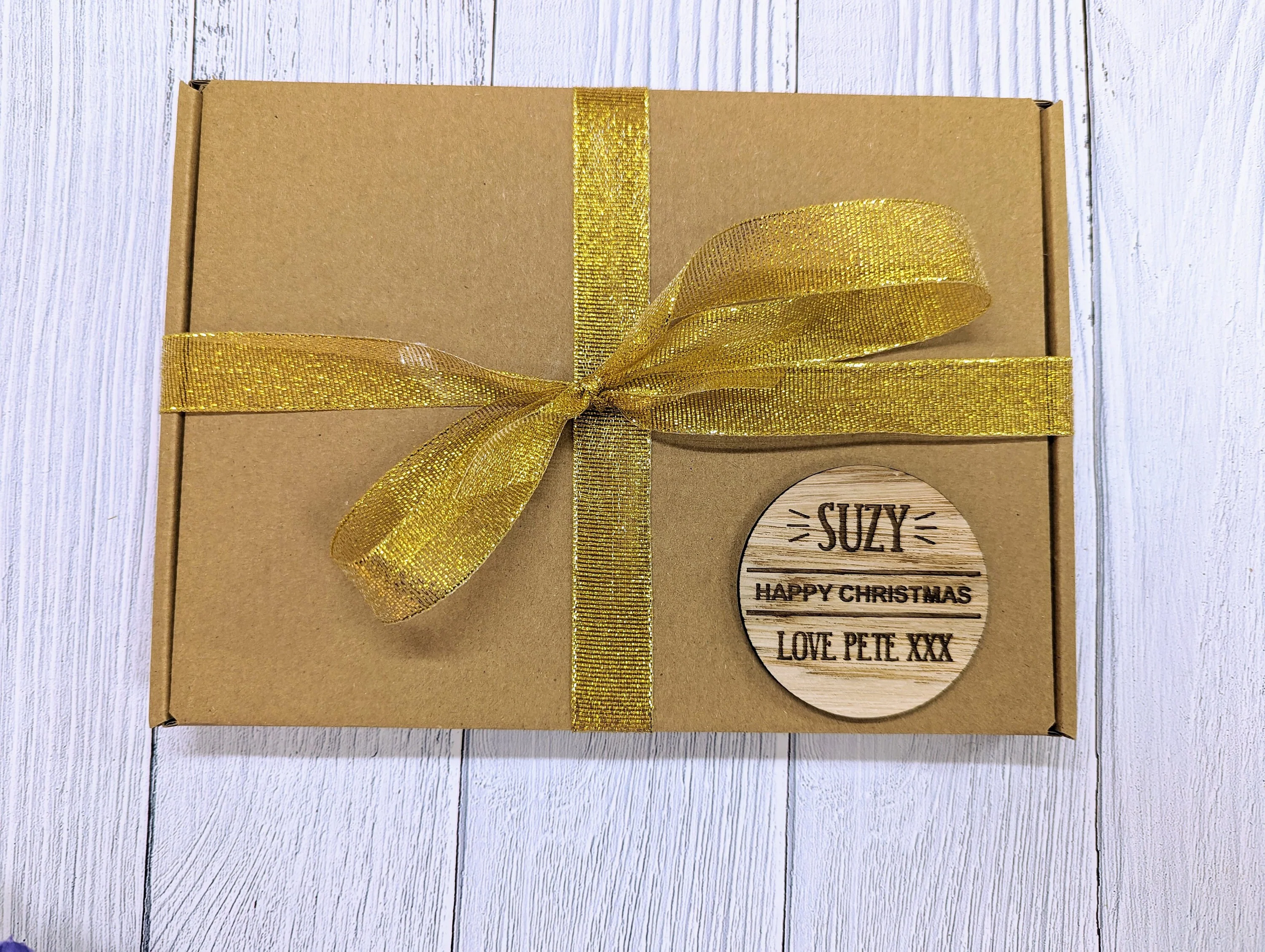 Personalised Wooden Christmas Gift Tag - Happy Christmas - Rustic Charm - Image 6