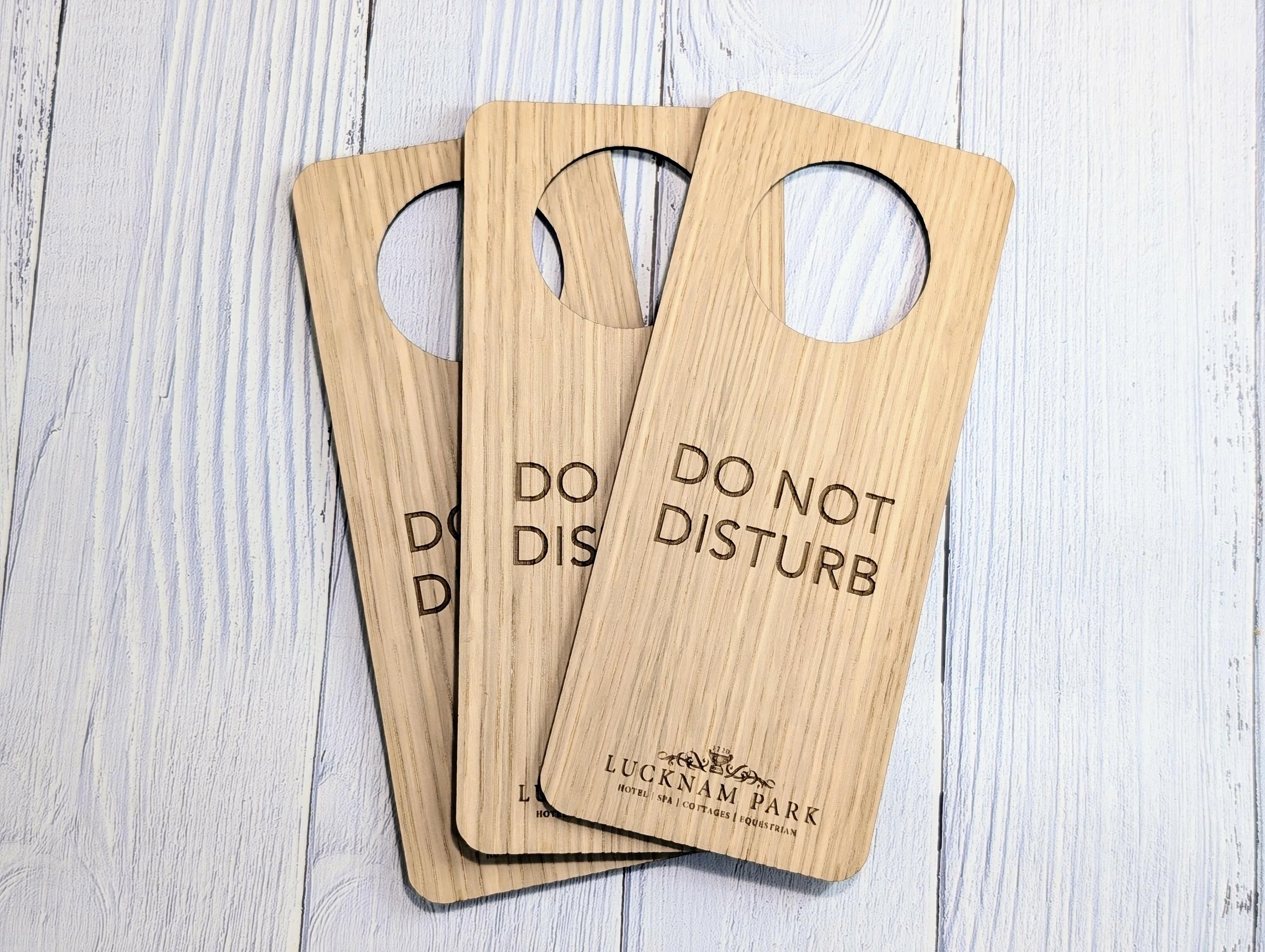 Personalised Wooden Door Hanger - "Please Clean the Room" and "Please Do Not Disturb" - Hotel Sign, Bedroom Sign, Oak, Bulk - Image 3