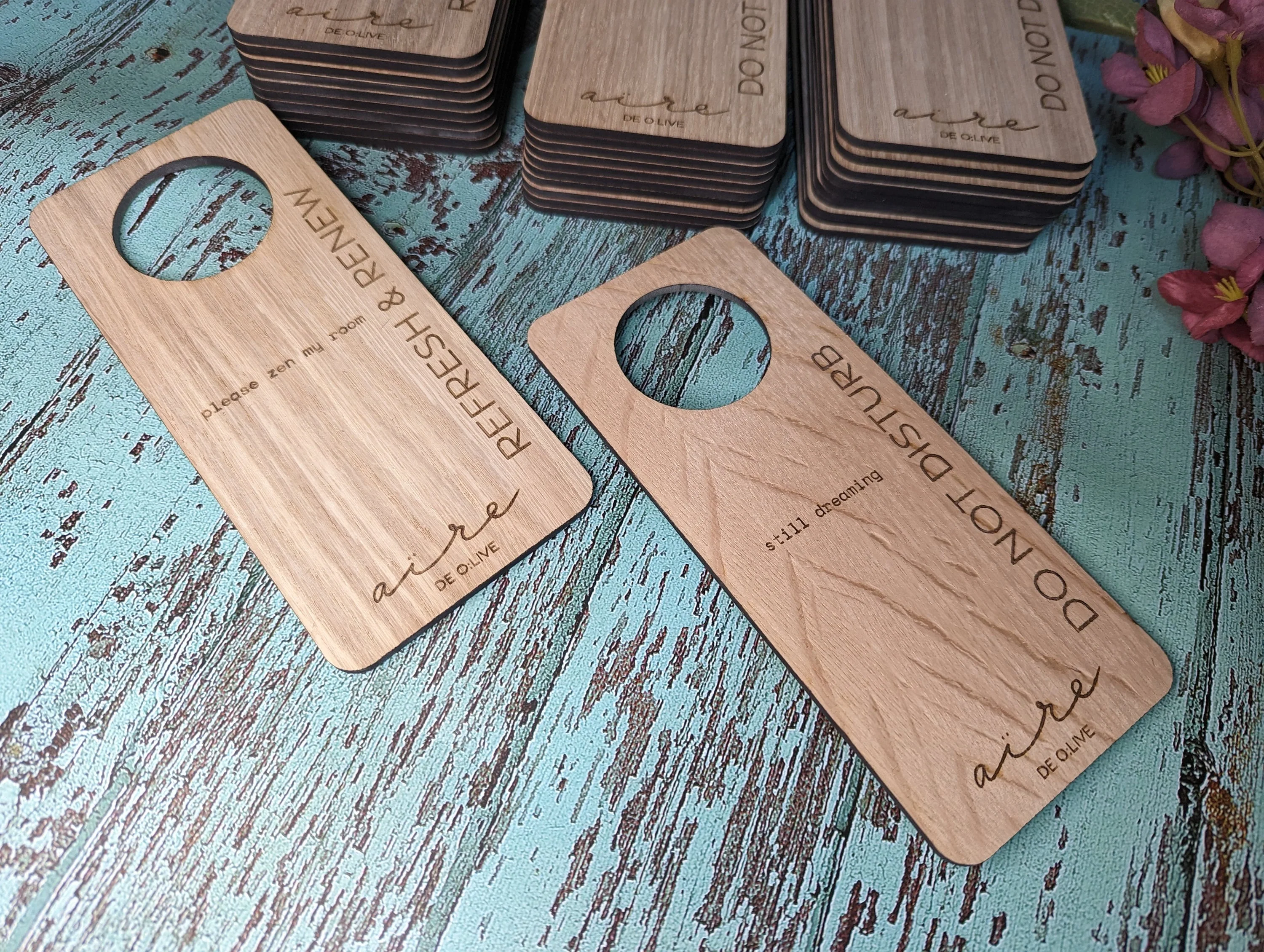 Personalised Wooden Door Hanger - "Please Clean the Room" and "Please Do Not Disturb" - Hotel Sign, Bedroom Sign, Oak, Bulk - Image 5