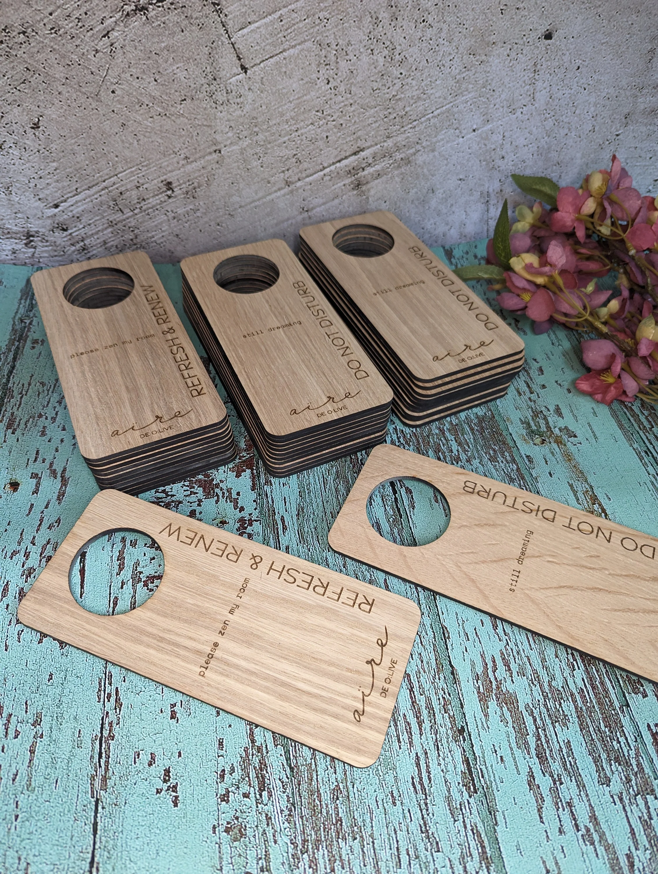 Personalised Wooden Door Hanger - "Please Clean the Room" and "Please Do Not Disturb" - Hotel Sign, Bedroom Sign, Oak, Bulk - Image 6