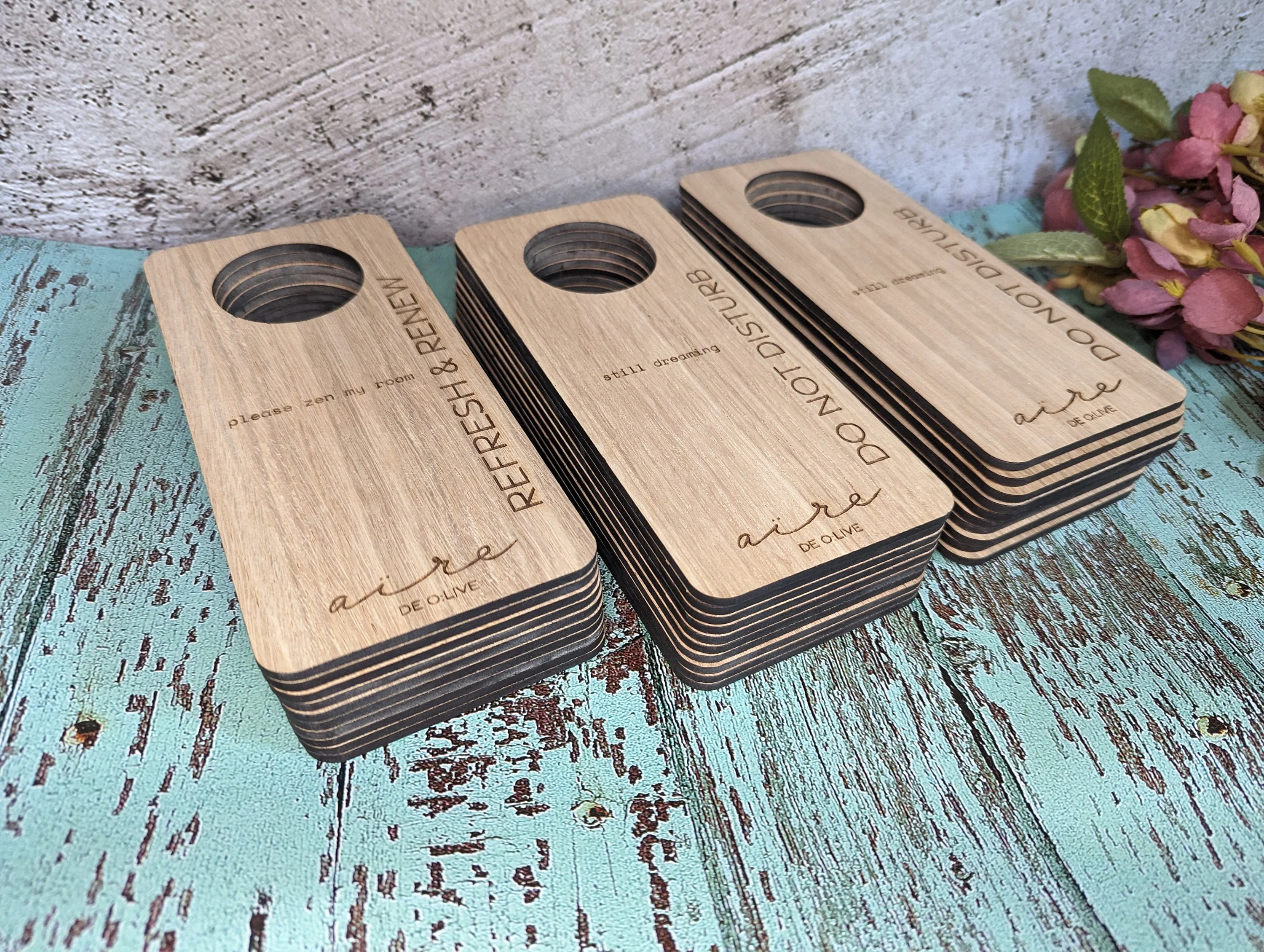 Personalised Wooden Door Hanger - "Please Clean the Room" and "Please Do Not Disturb" - Hotel Sign, Bedroom Sign, Oak, Bulk - Image 7