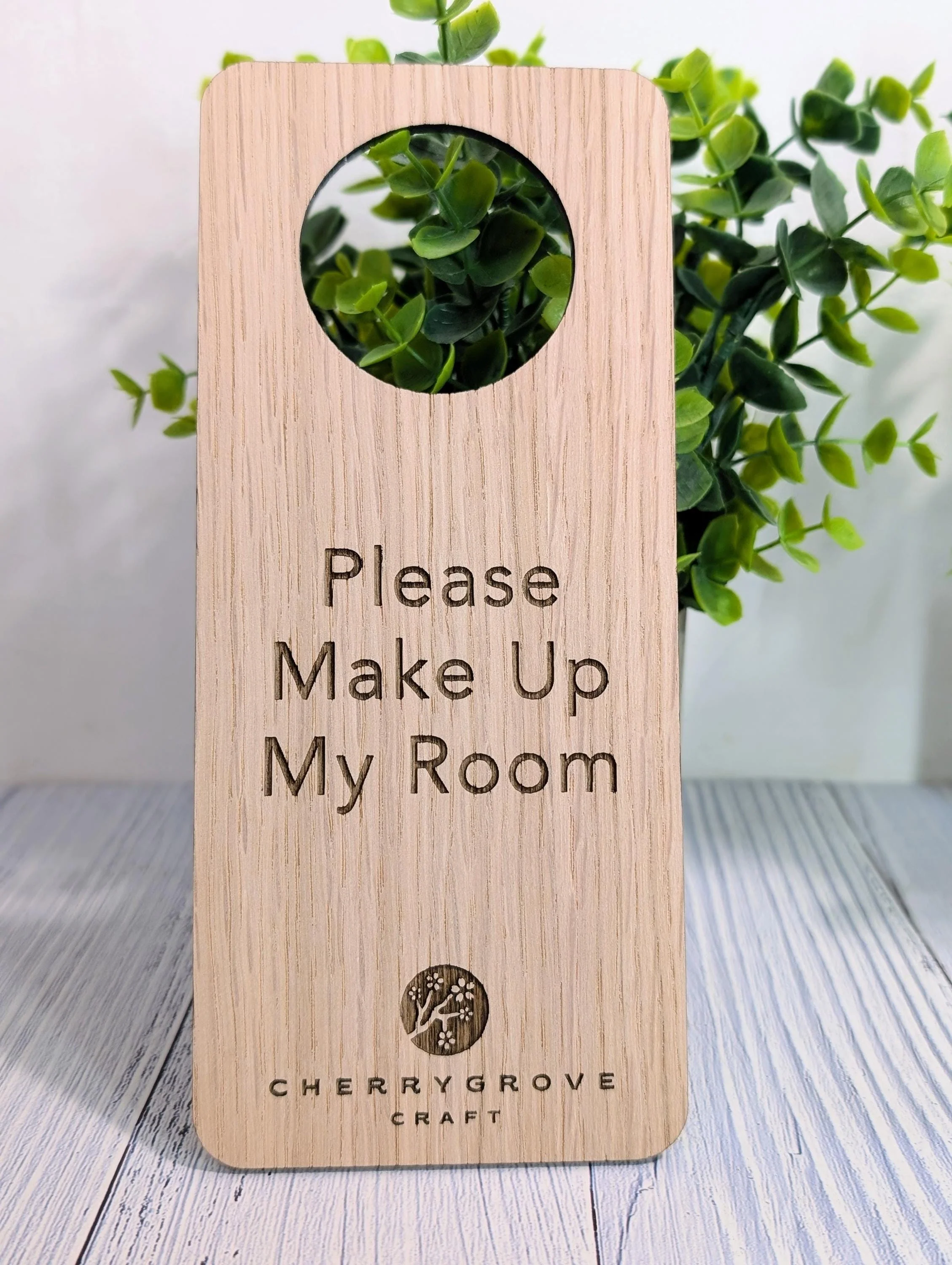Personalised Wooden Door Hanger – "Shhh..." and "Please Make Up My Room", Custom Logo Option, Eco-Friendly Hotel & BnB Bedroom Sign - Image 10