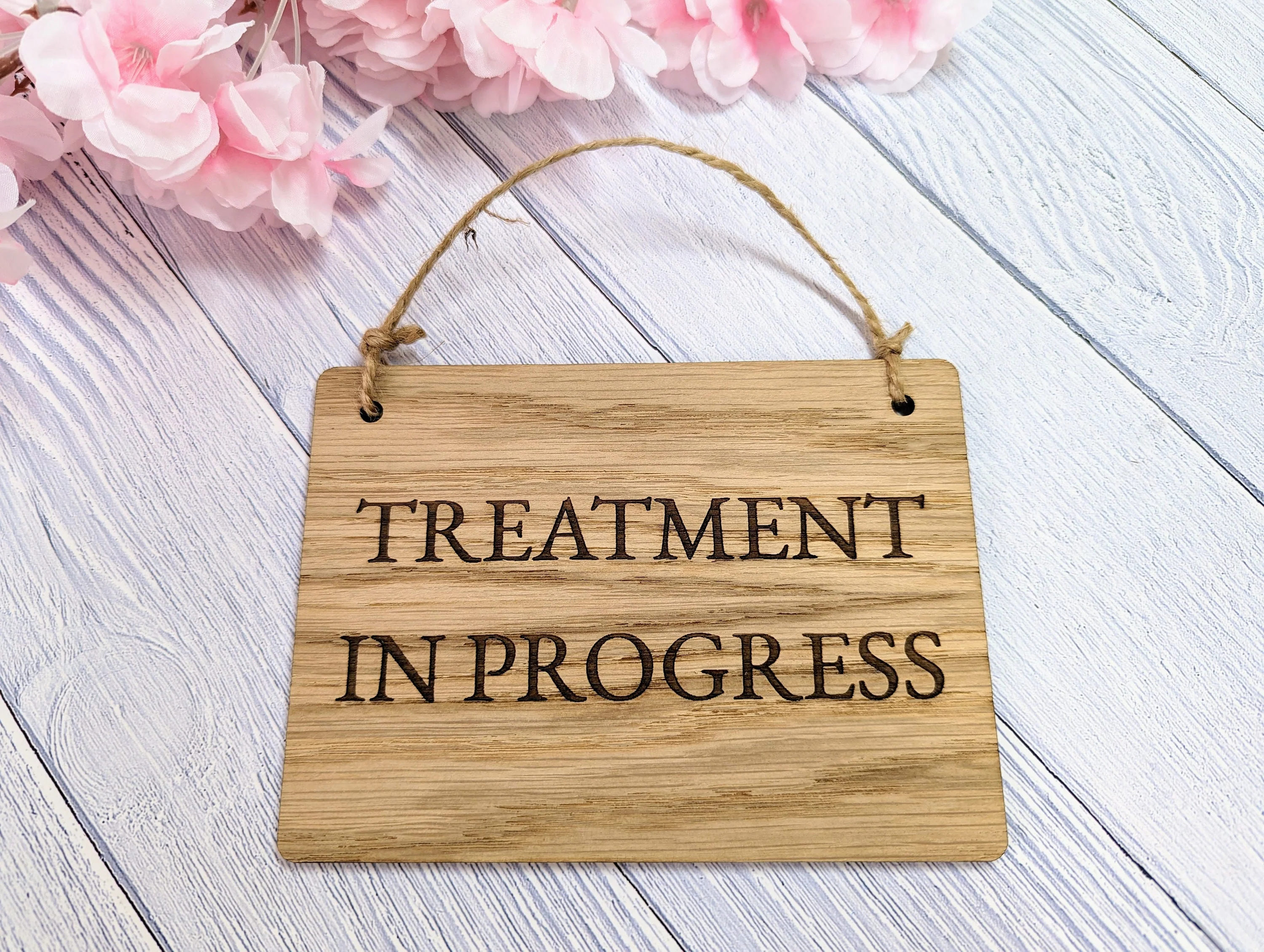 Personalised Wooden Door Sign - 'TREATMENT IN PROGRESS' - Customisable Nameplate for Spa, Salon, Therapy Rooms - Image 7