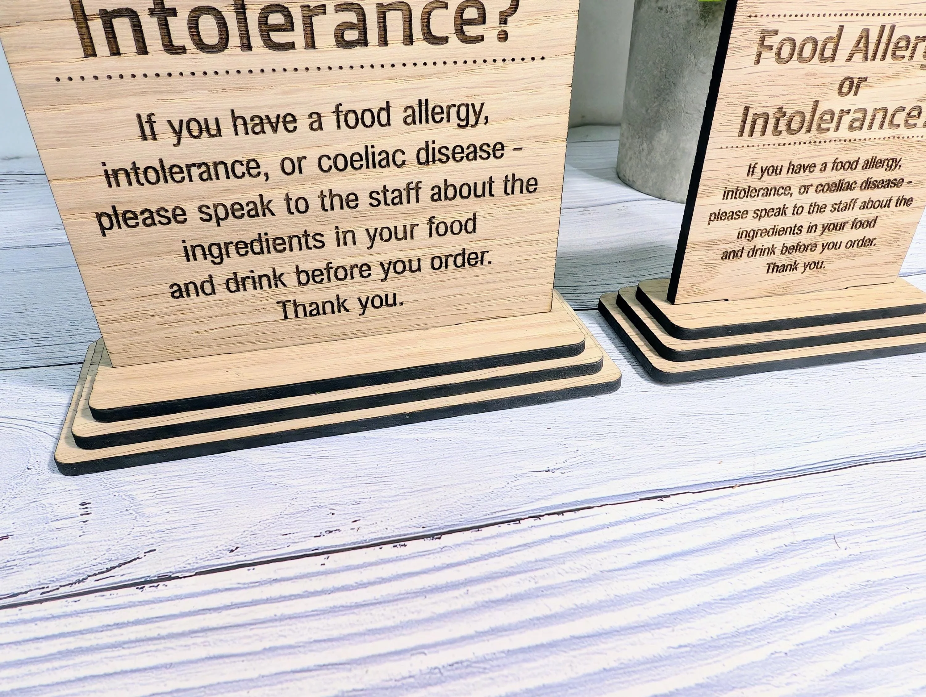 Personalised Wooden Food Allergy Sign – Custom Engraved Kitchen Notice with Logo for Cafés, Pubs & Restaurants, Intolerance and Coeliac Info - Image 4