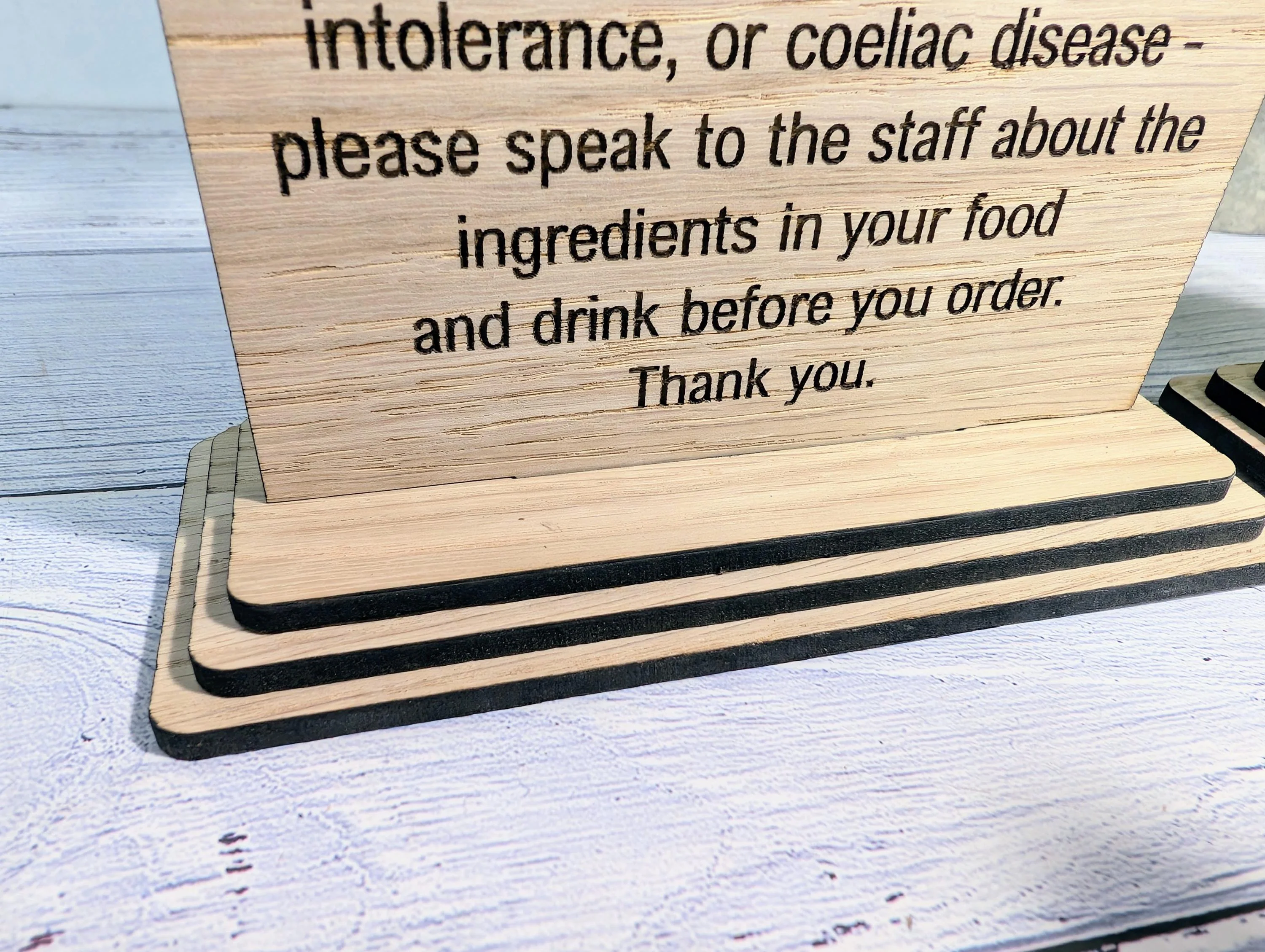 Personalised Wooden Food Allergy Sign – Custom Engraved Kitchen Notice with Logo for Cafés, Pubs & Restaurants, Intolerance and Coeliac Info - Image 5