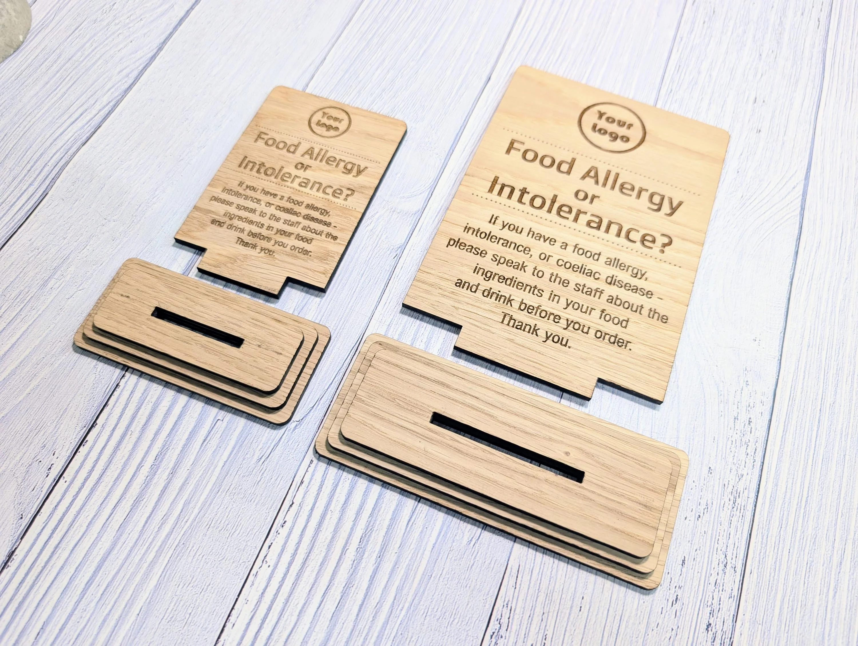 Personalised Wooden Food Allergy Sign – Custom Engraved Kitchen Notice with Logo for Cafés, Pubs & Restaurants, Intolerance and Coeliac Info - Image 6