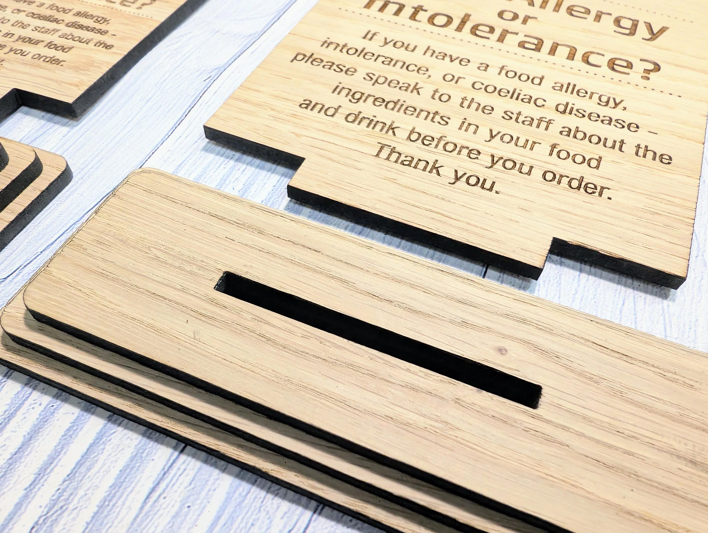 Personalised Wooden Food Allergy Sign – Custom Engraved Kitchen Notice with Logo for Cafés, Pubs & Restaurants, Intolerance and Coeliac Info - Image 7