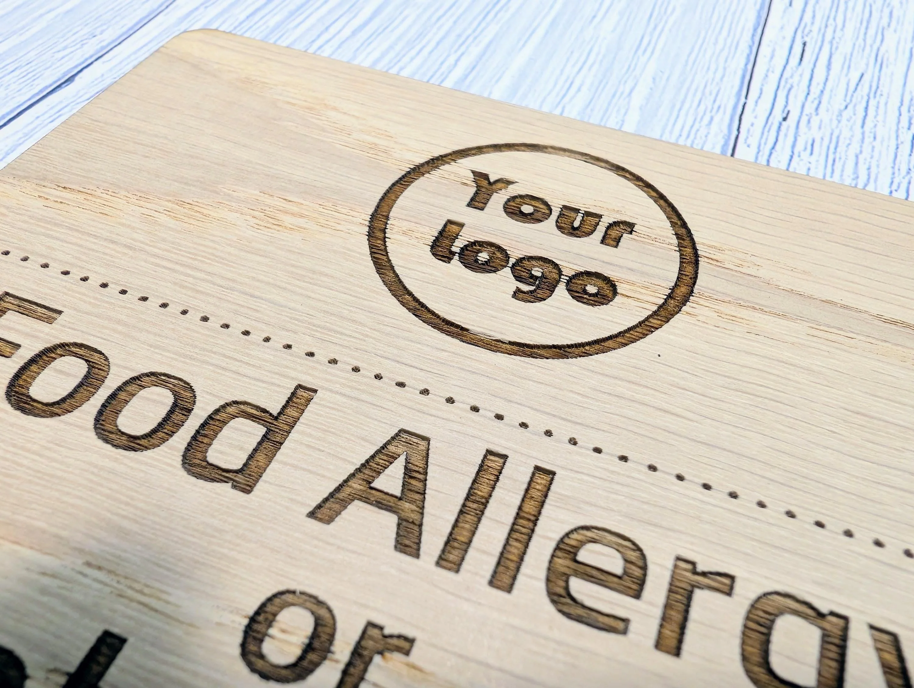 Personalised Wooden Food Allergy Sign – Custom Engraved Kitchen Notice with Logo for Cafés, Pubs & Restaurants, Intolerance and Coeliac Info - Image 9