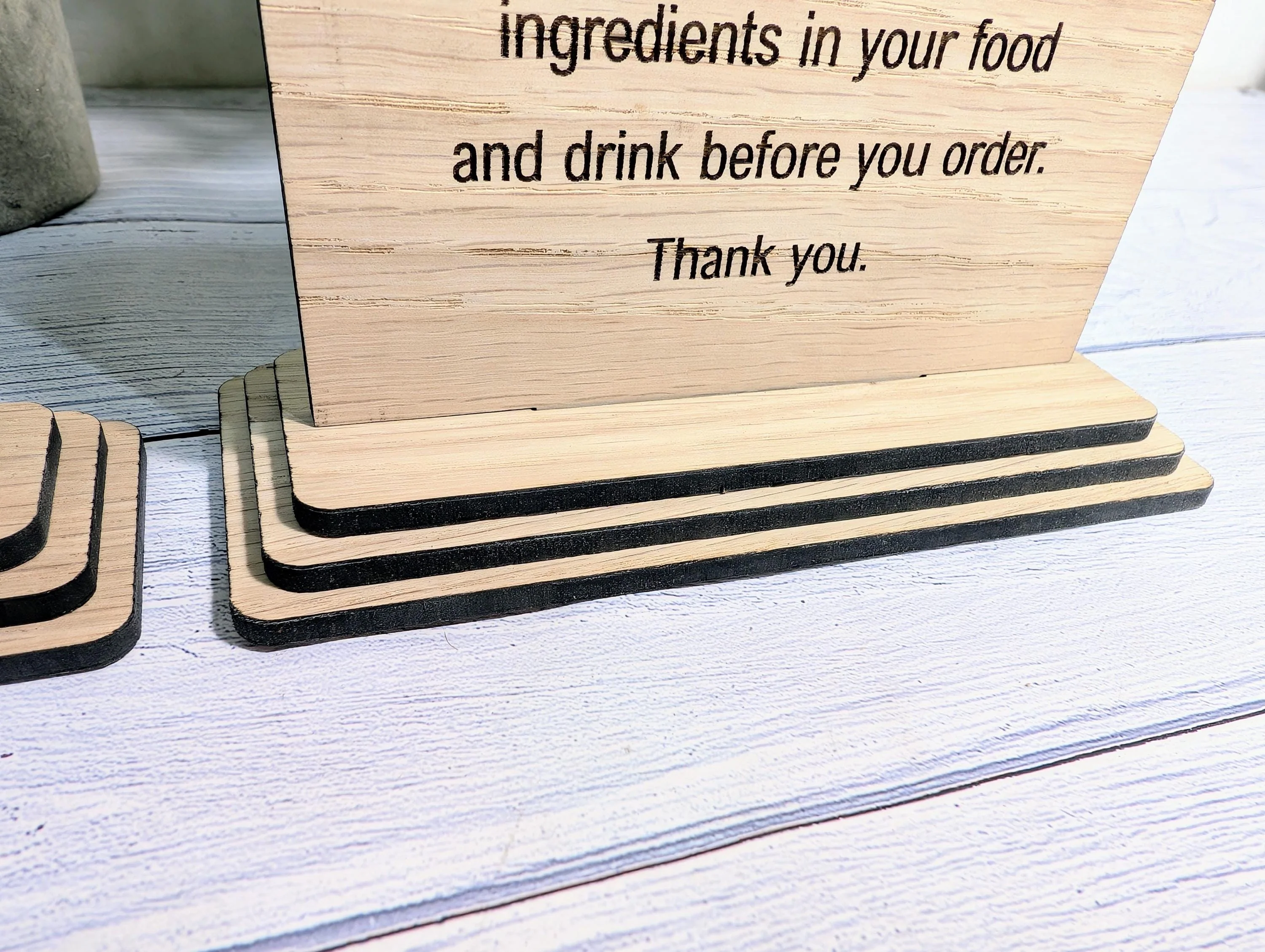 Personalised Wooden Food Allergy Sign – Freestanding Oak Café & Restaurant Notice for Allergy, Intolerance and Coeliac Information, Signage - Image 4