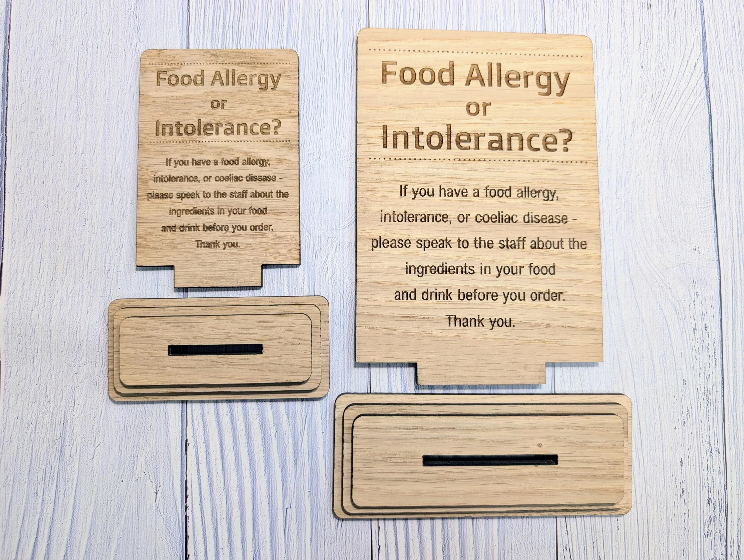 Personalised Wooden Food Allergy Sign – Freestanding Oak Café & Restaurant Notice for Allergy, Intolerance and Coeliac Information, Signage - Image 6