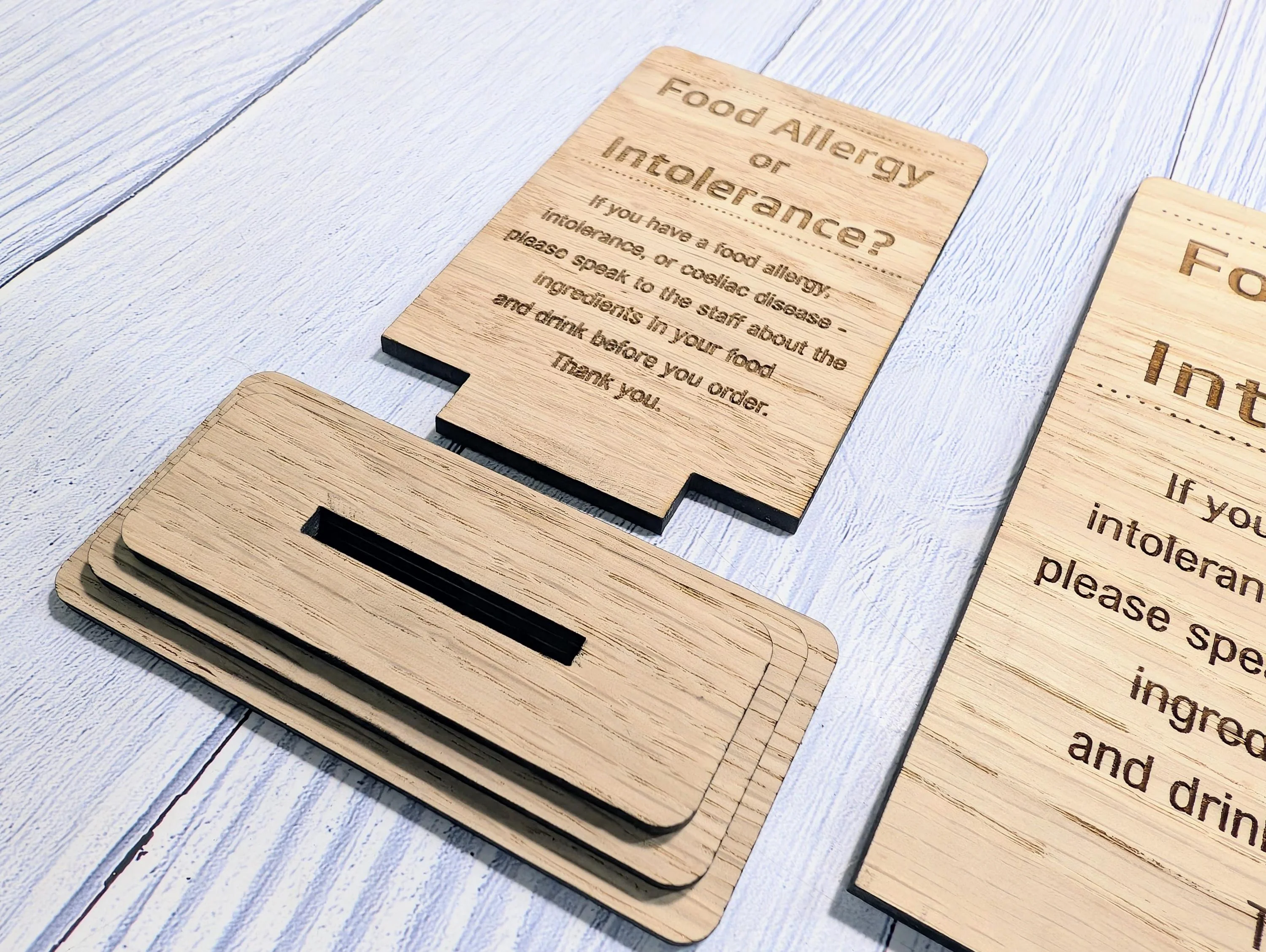 Personalised Wooden Food Allergy Sign – Freestanding Oak Café & Restaurant Notice for Allergy, Intolerance and Coeliac Information, Signage - Image 9
