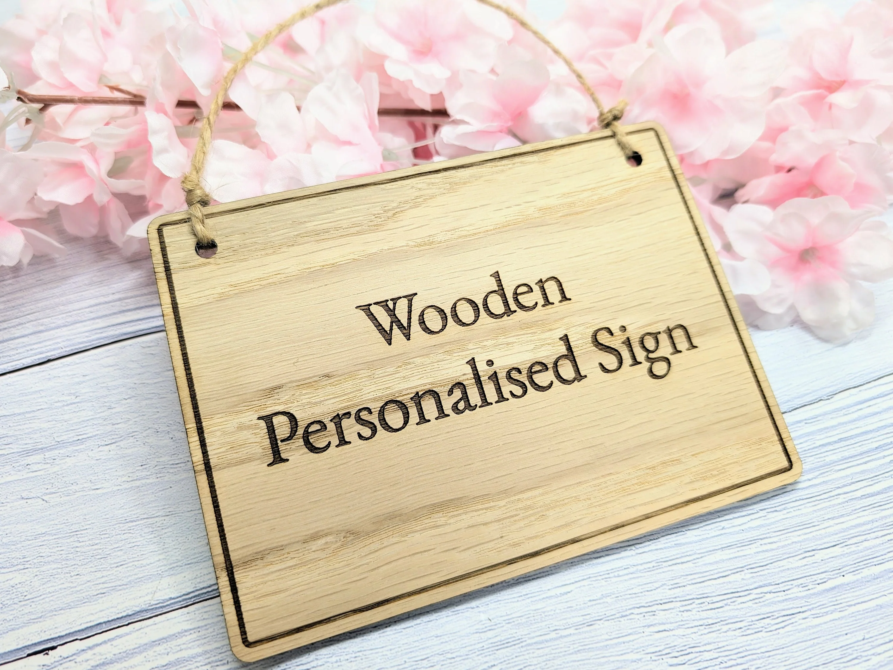 Personalised Wooden Hanging Sign with Border - Image 2