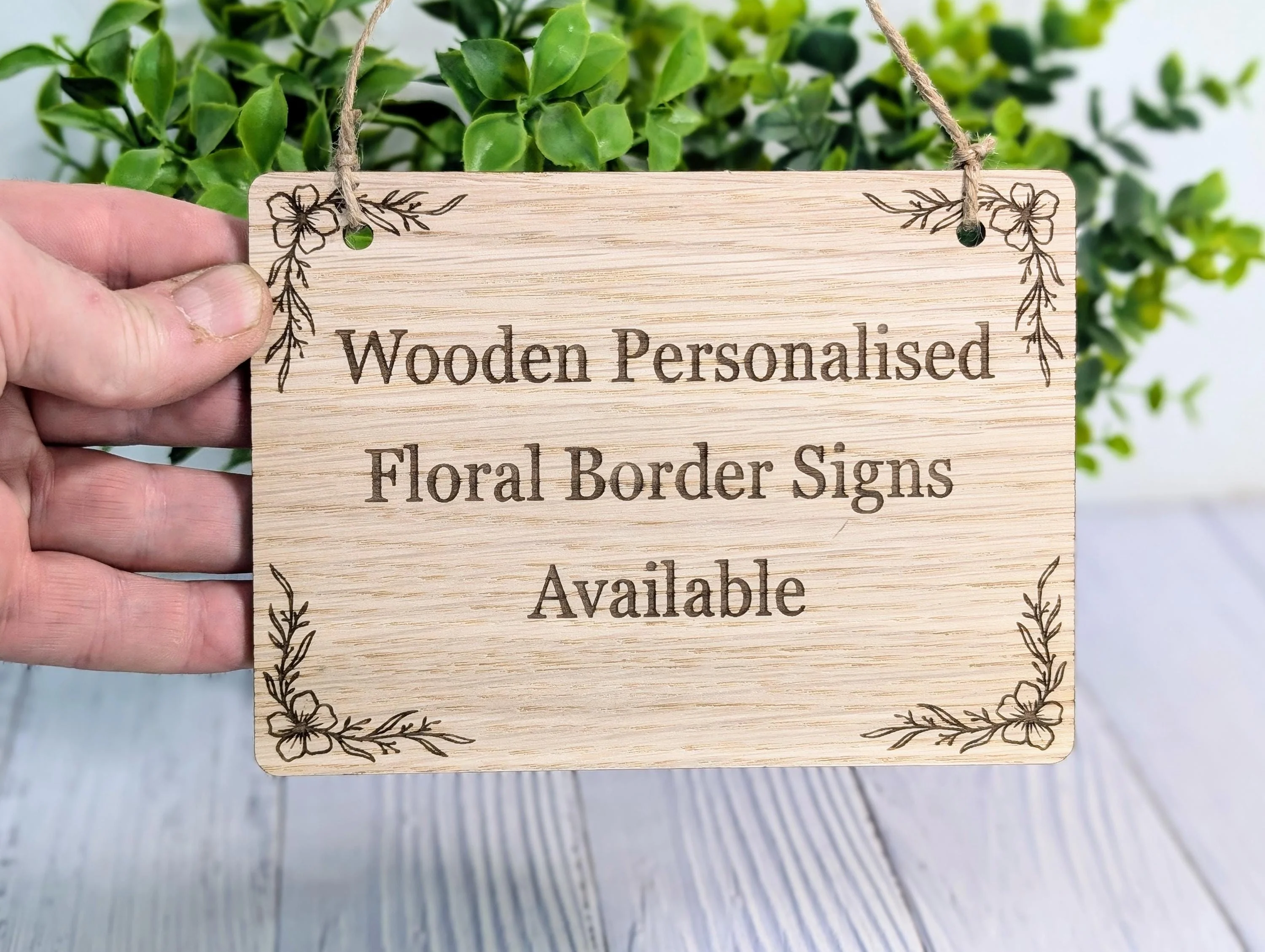 Personalised Wooden Hanging Sign with Floral Border – Eco-Friendly | Custom Wood Signage | Birthday Gift | Man Cave Sign | Bar Sign | Door - Image 2