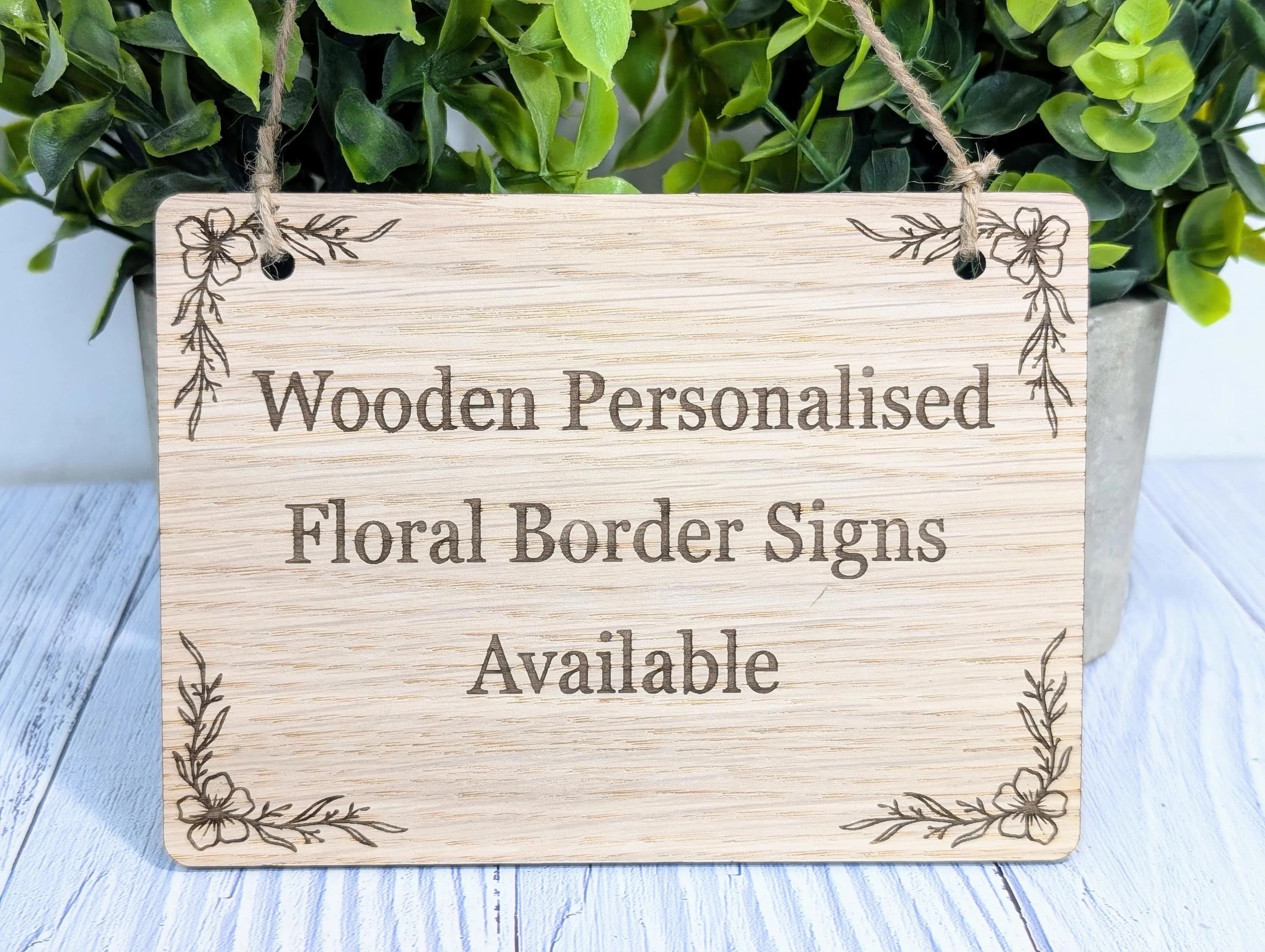 Personalised Wooden Hanging Sign with Floral Border – Eco-Friendly | Custom Wood Signage | Birthday Gift | Man Cave Sign | Bar Sign | Door - Image 3