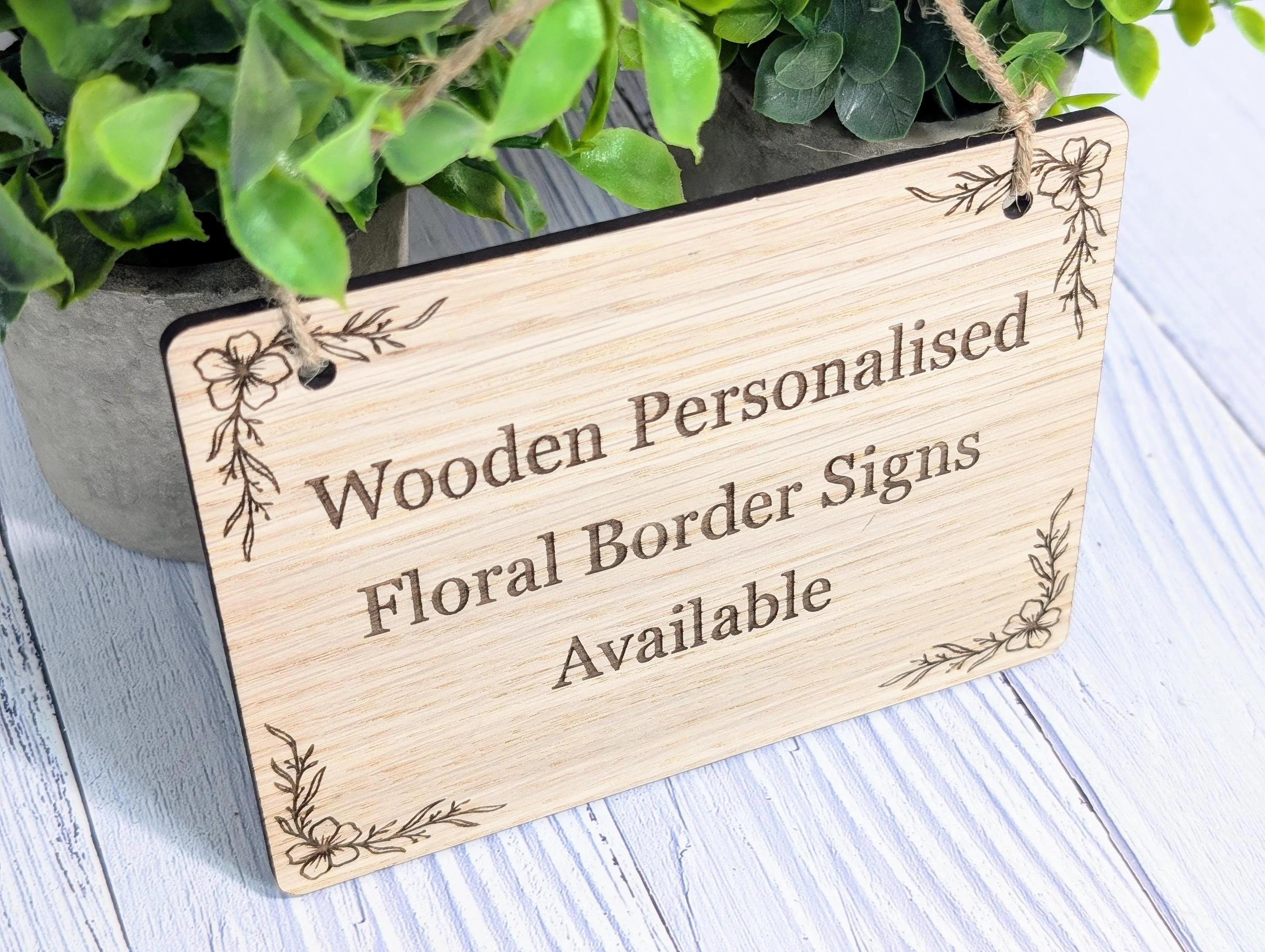 Personalised Wooden Hanging Sign with Floral Border – Eco-Friendly | Custom Wood Signage | Birthday Gift | Man Cave Sign | Bar Sign | Door - Image 4
