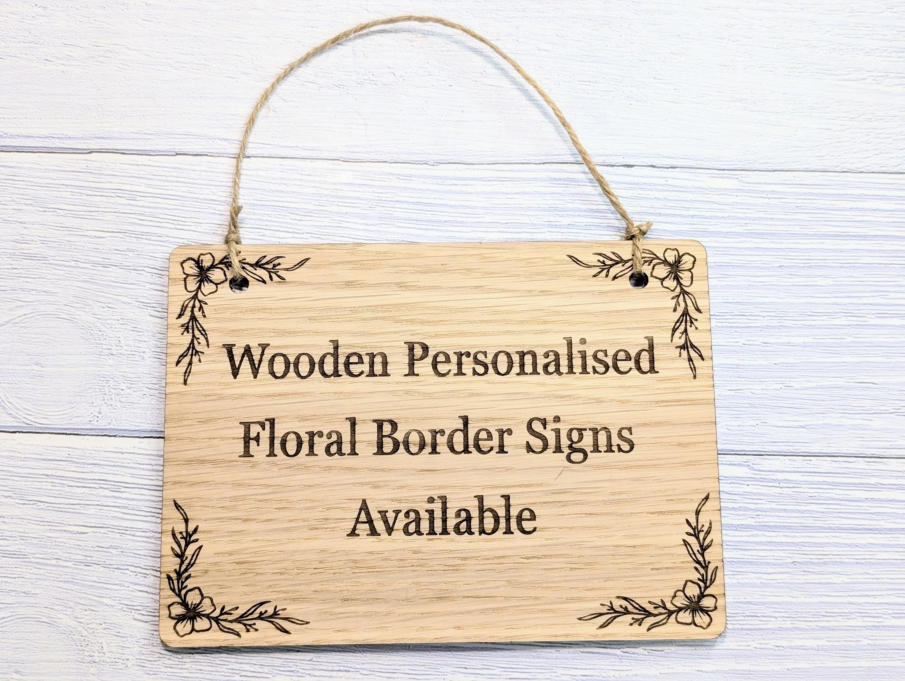 Personalised Wooden Hanging Sign with Floral Border – Eco-Friendly | Custom Wood Signage | Birthday Gift | Man Cave Sign | Bar Sign | Door - Image 5