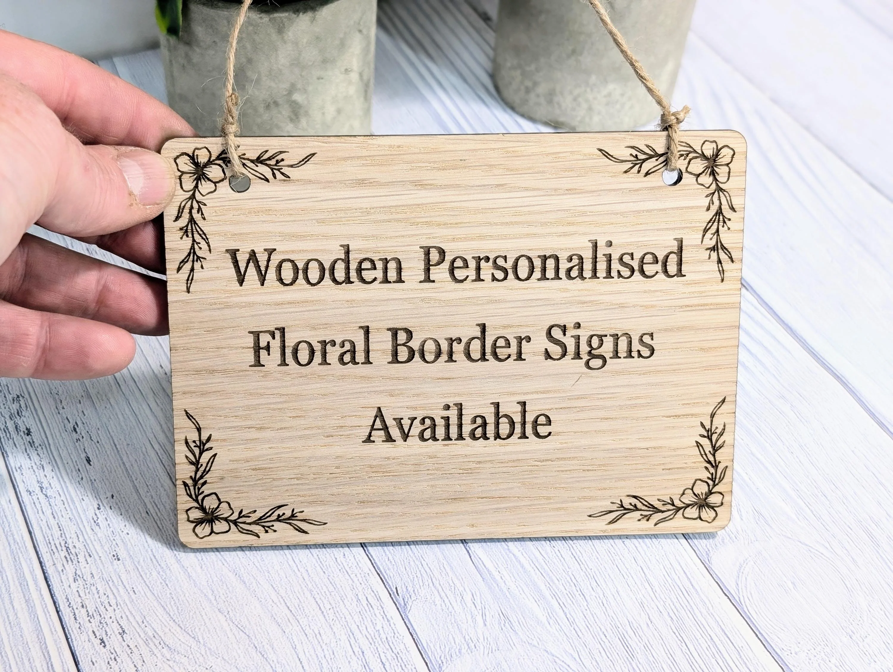 Personalised Wooden Hanging Sign with Floral Border – Eco-Friendly | Custom Wood Signage | Birthday Gift | Man Cave Sign | Bar Sign | Door - Image 9
