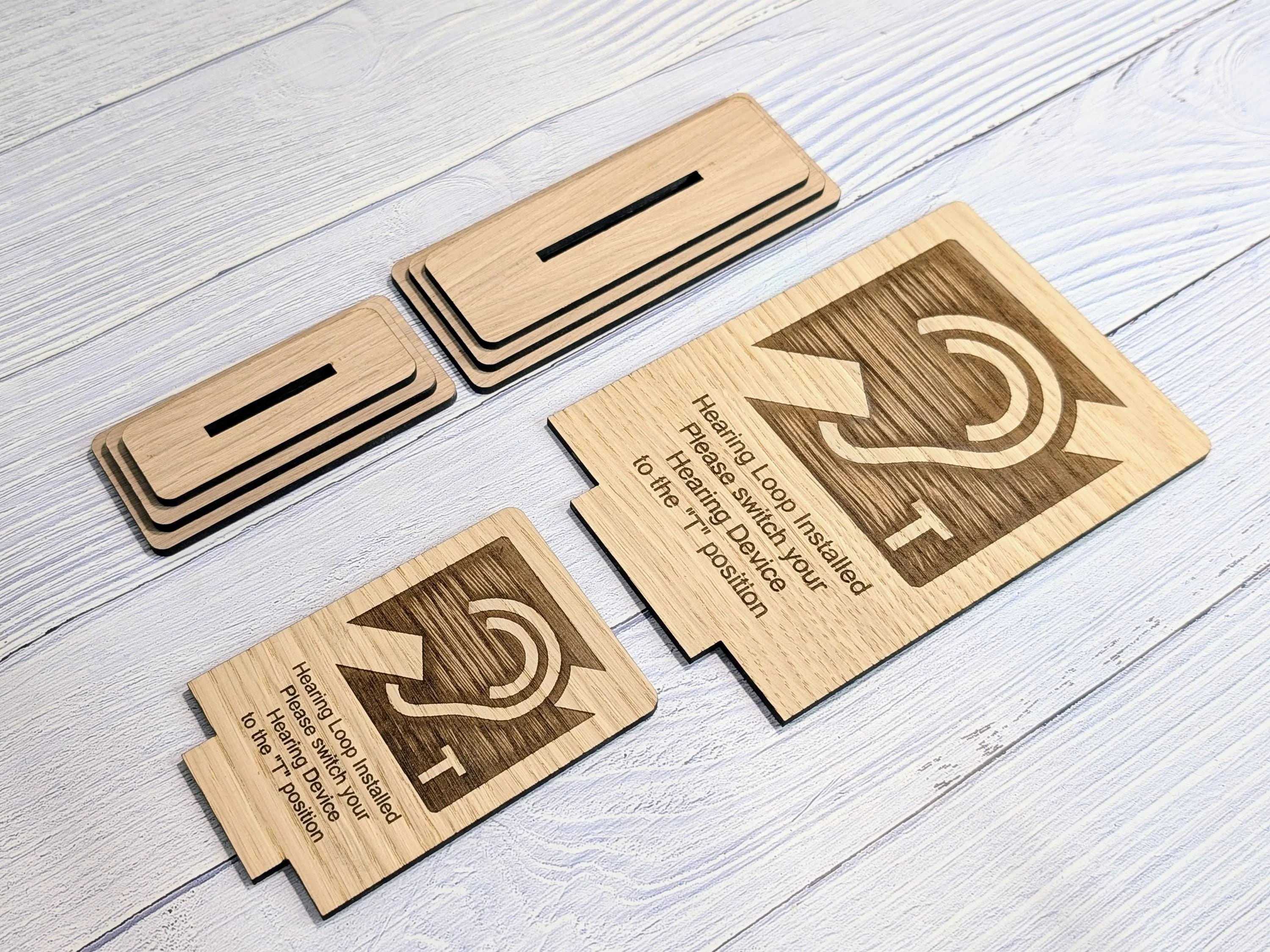 Personalised Wooden Hearing Loop Sign – Freestanding Table Sign for Accessibility, Office, & Public Spaces- Two Sizes - Removable Base - Image 7