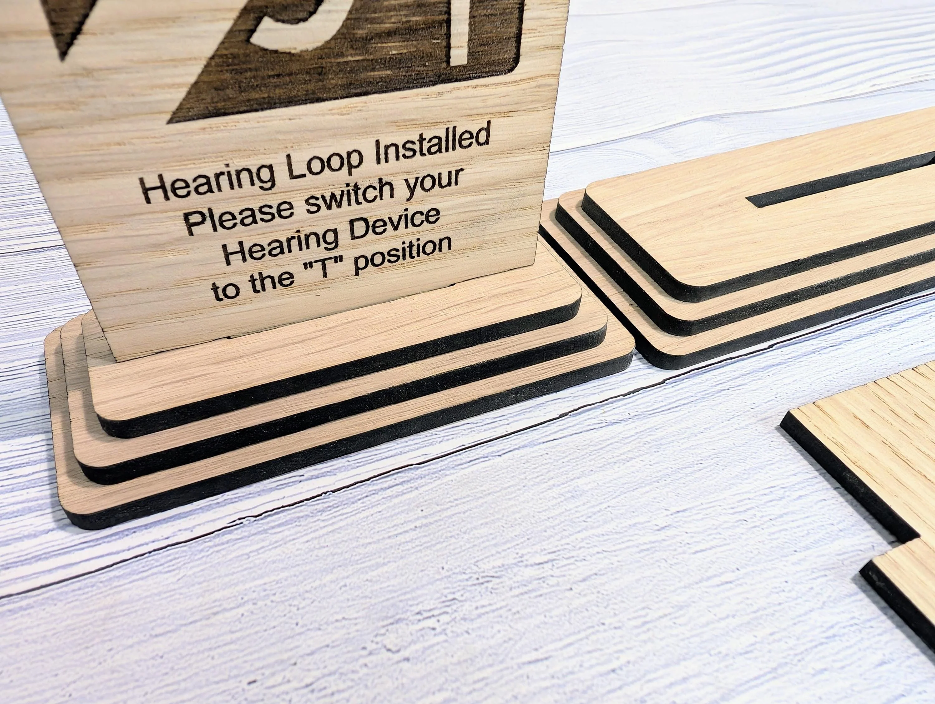 Personalised Wooden Hearing Loop Sign – Freestanding Table Sign for Accessibility, Office, & Public Spaces- Two Sizes - Removable Base - Image 9