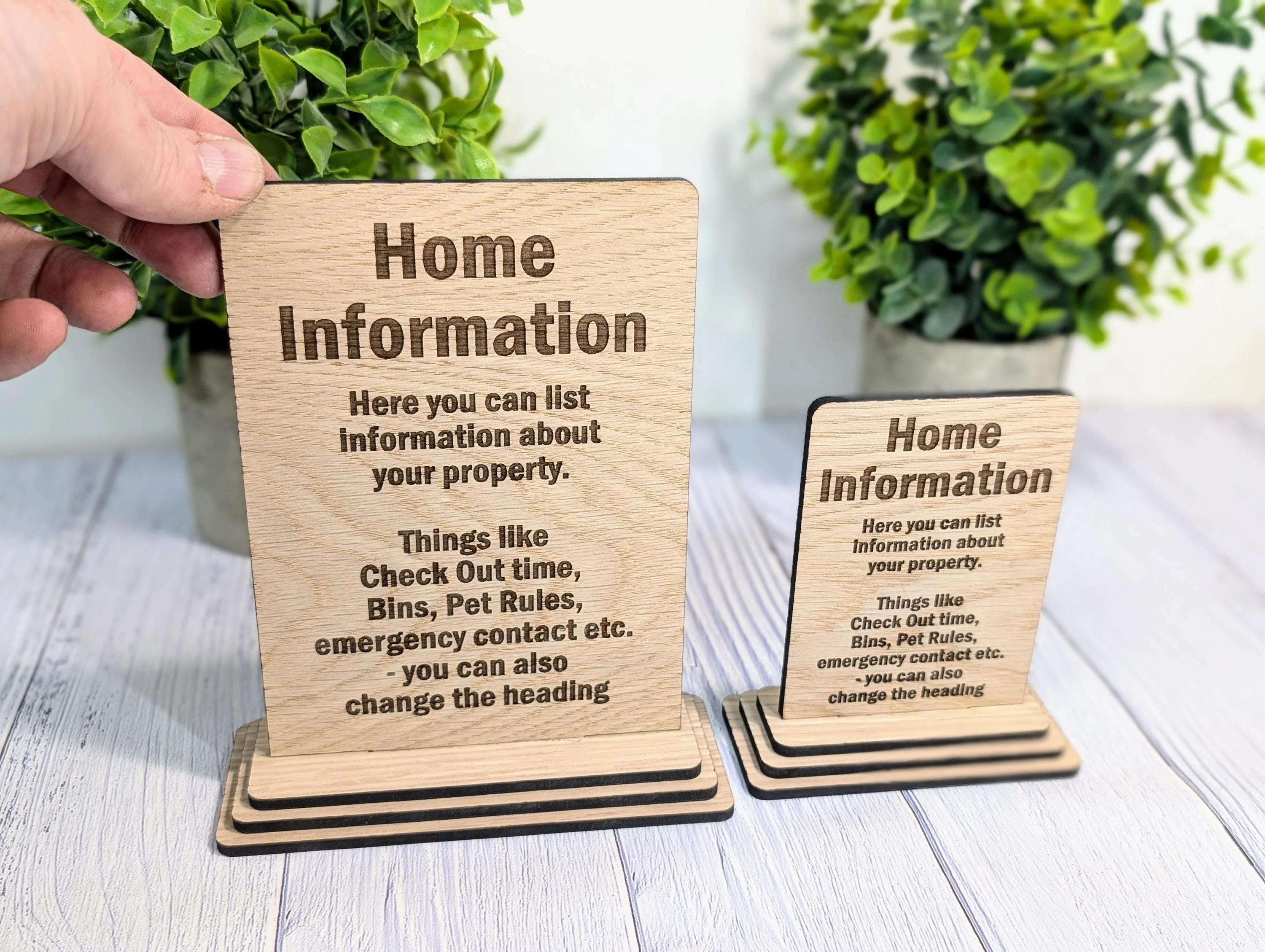 Personalised Wooden Home Information Sign – Perfect for Rental Properties, Holiday Homes, B&Bs | Wood Table Signage | Custom, Two Sizes - Image 2