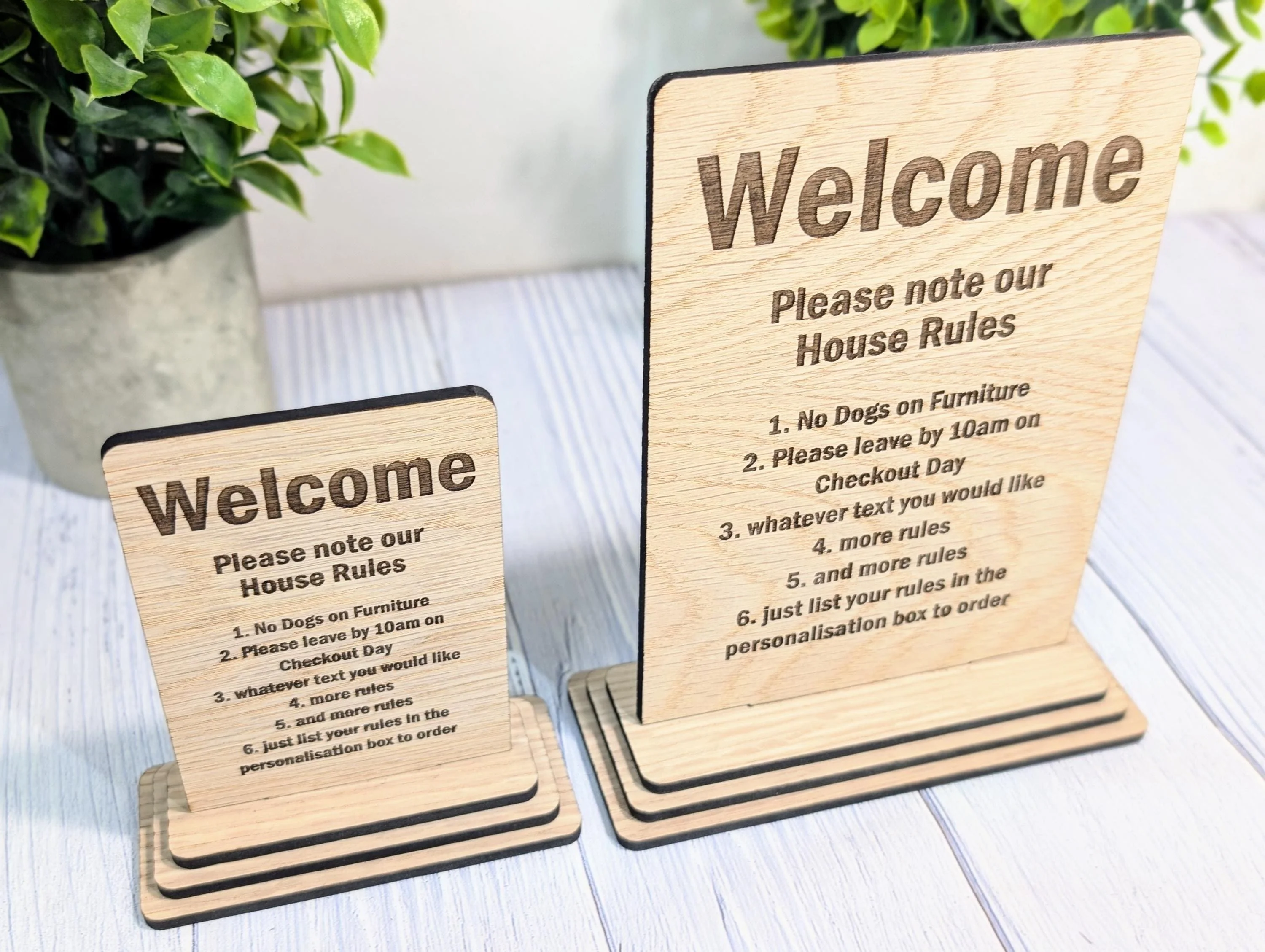 Personalised Wooden House Rules Sign – Perfect for Your Home, Rental Properties, Holiday Homes, B&Bs | Wood Table Signage | Two Sizes - Image 2