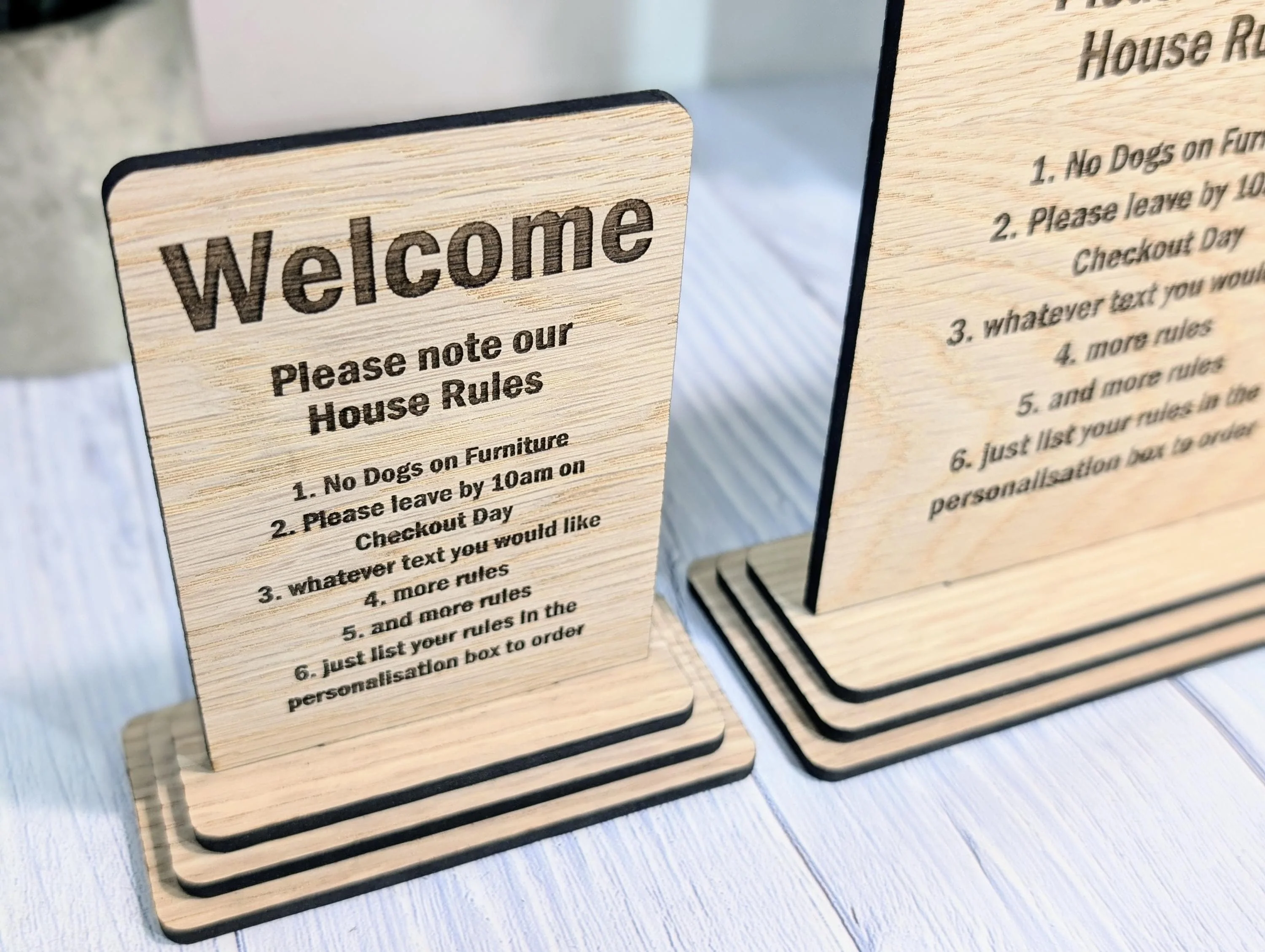 Personalised Wooden House Rules Sign – Perfect for Your Home, Rental Properties, Holiday Homes, B&Bs | Wood Table Signage | Two Sizes - Image 3