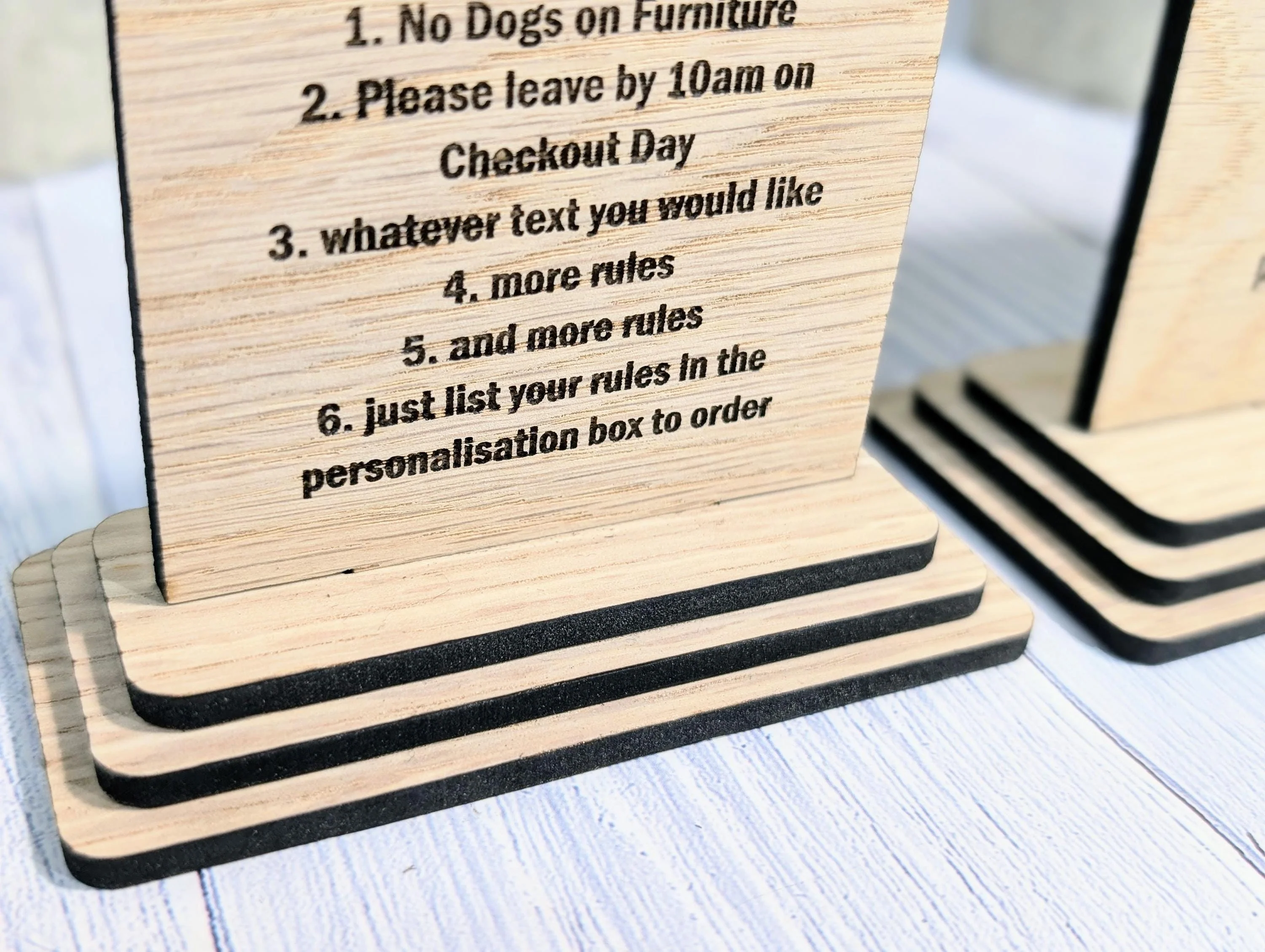 Personalised Wooden House Rules Sign – Perfect for Your Home, Rental Properties, Holiday Homes, B&Bs | Wood Table Signage | Two Sizes - Image 4