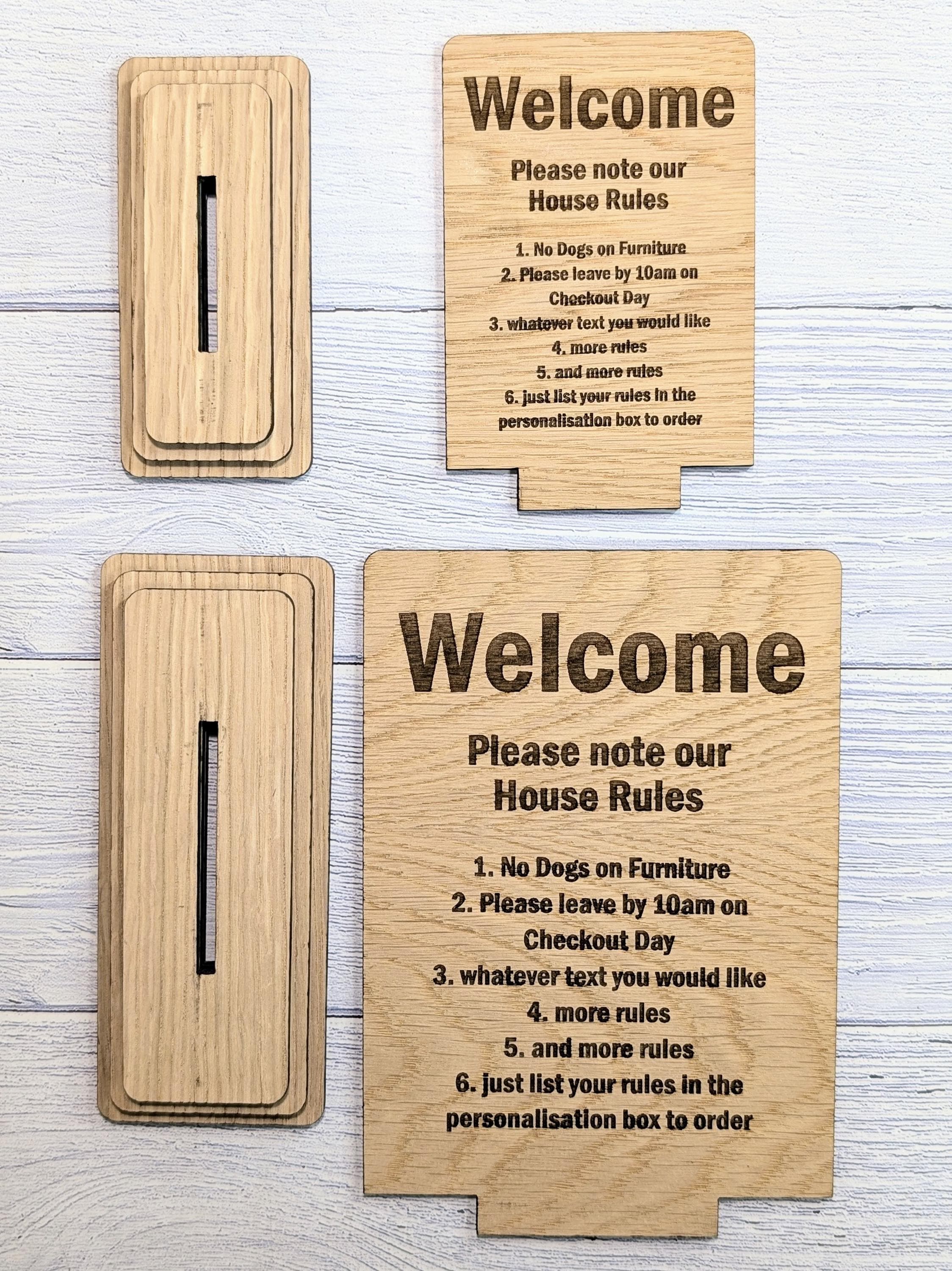 Personalised Wooden House Rules Sign – Perfect for Your Home, Rental Properties, Holiday Homes, B&Bs | Wood Table Signage | Two Sizes - Image 6