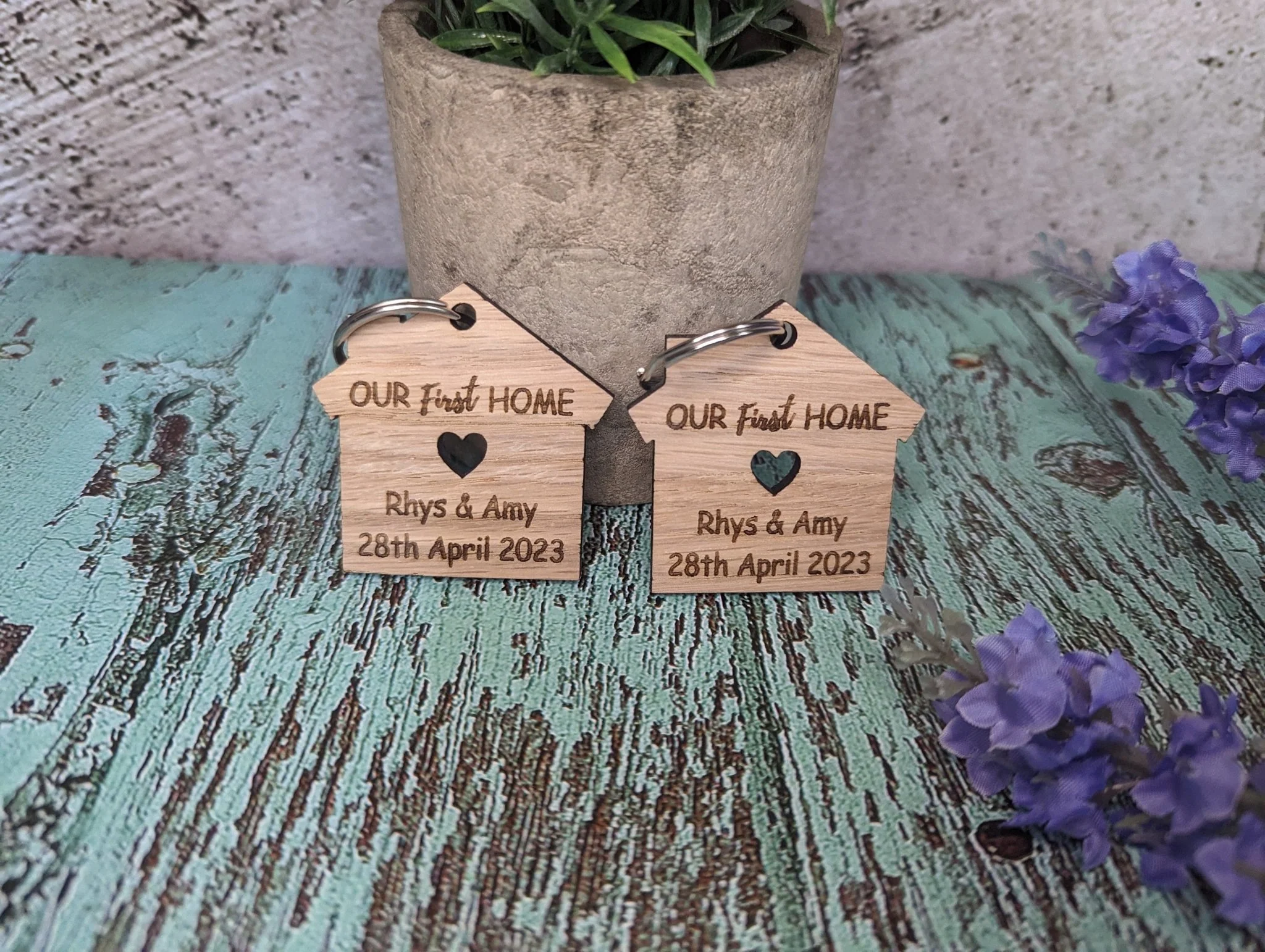 Personalised Wooden Keyrings for New Home Owners | Customisable 'Our New Home' Gift - Image 3