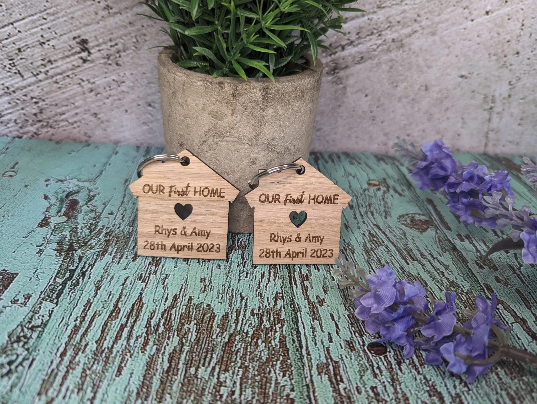 Personalised Wooden Keyrings for New Home Owners | Customisable 'Our New Home' Gift - Image 4