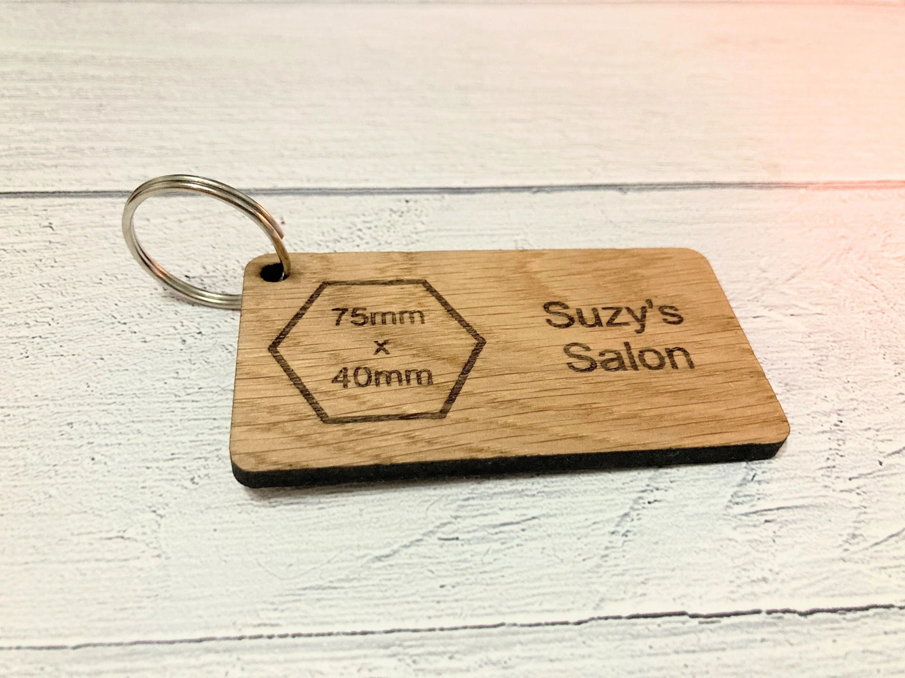Personalised Wooden Keyrings, Logo Key Fobs, Choice of Size, Oak - Image 7