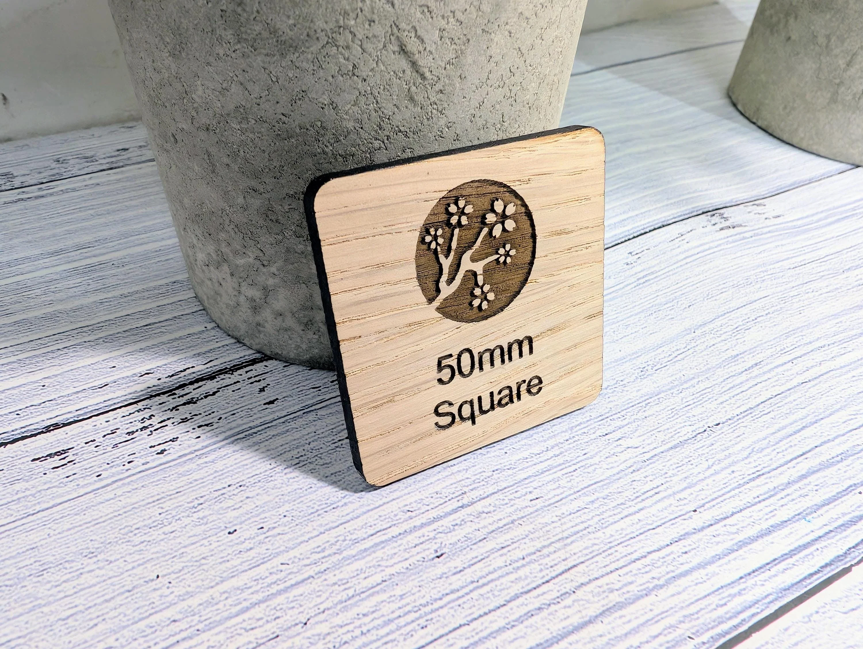 Personalised Wooden Name Badge 50mm x 50mm – Square Shape Oak Veneer with Pin/Clip, Magnet or Pin Only – Eco-Friendly Custom Work ID Tag - Image 9
