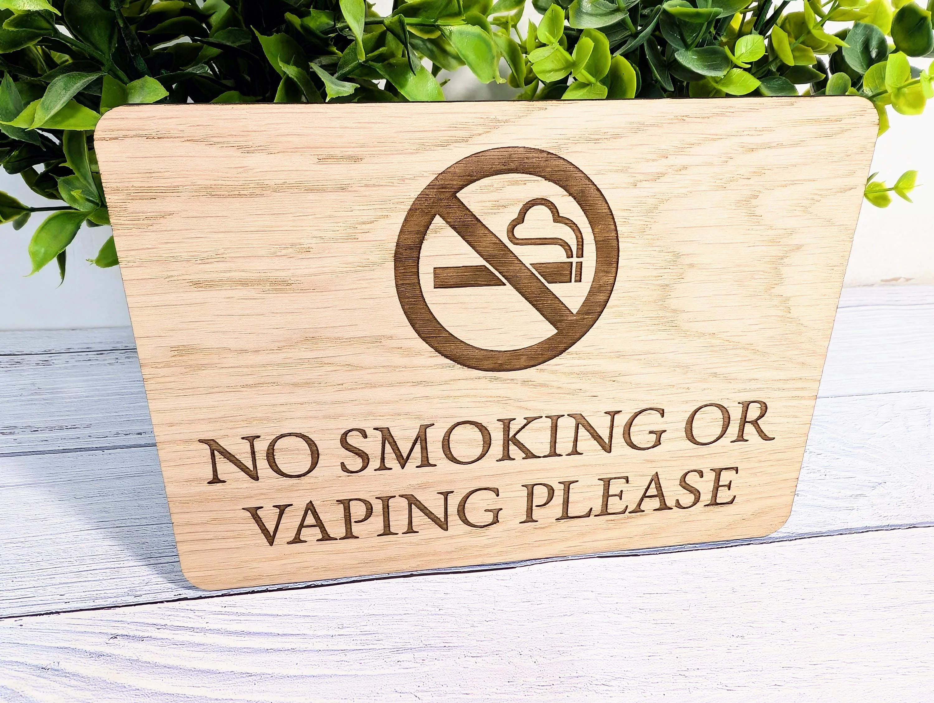 Personalised Wooden No Smoking & Vaping Sign – Freestanding Business and Hospitality Notice, Optional Stand - Image 2