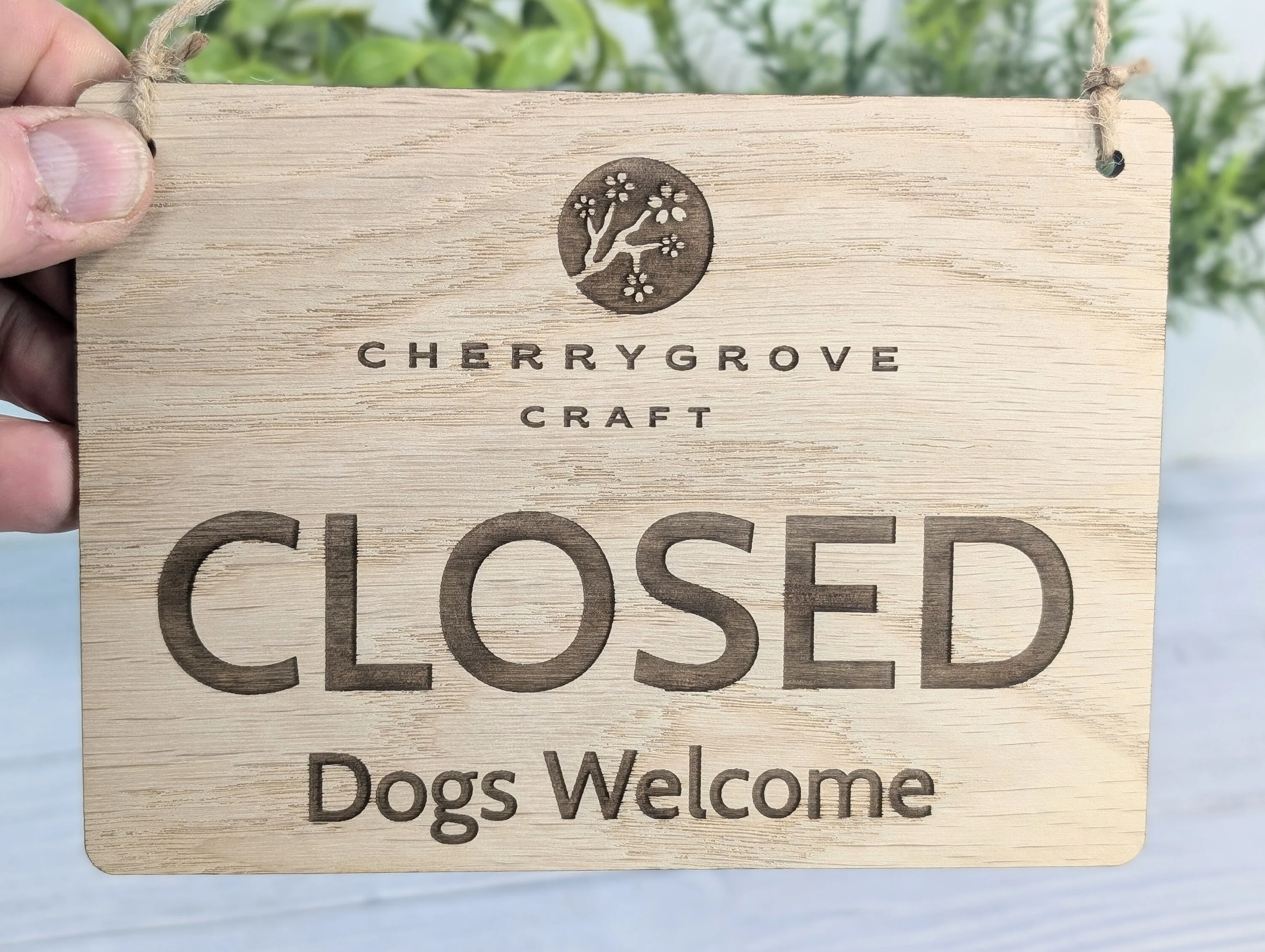 Personalised Wooden Open and Closed Dog Friendly Sign for Business - Eco-friendly 2 Sided Oak Veneered, Wood Signage, Shop Door Plaque - Image 4