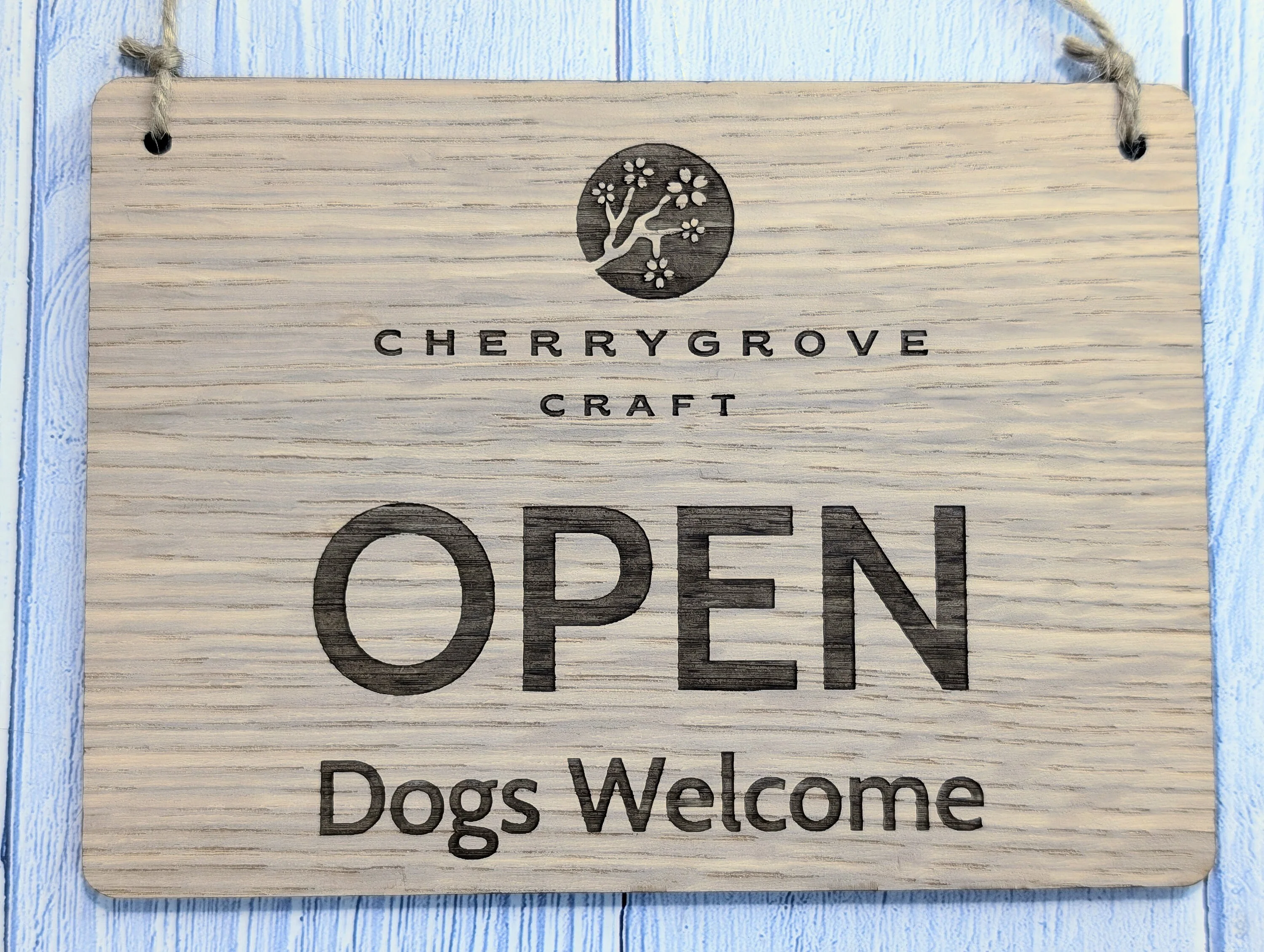 Personalised Wooden Open and Closed Dog Friendly Sign for Business - Eco-friendly 2 Sided Oak Veneered, Wood Signage, Shop Door Plaque - Image 7