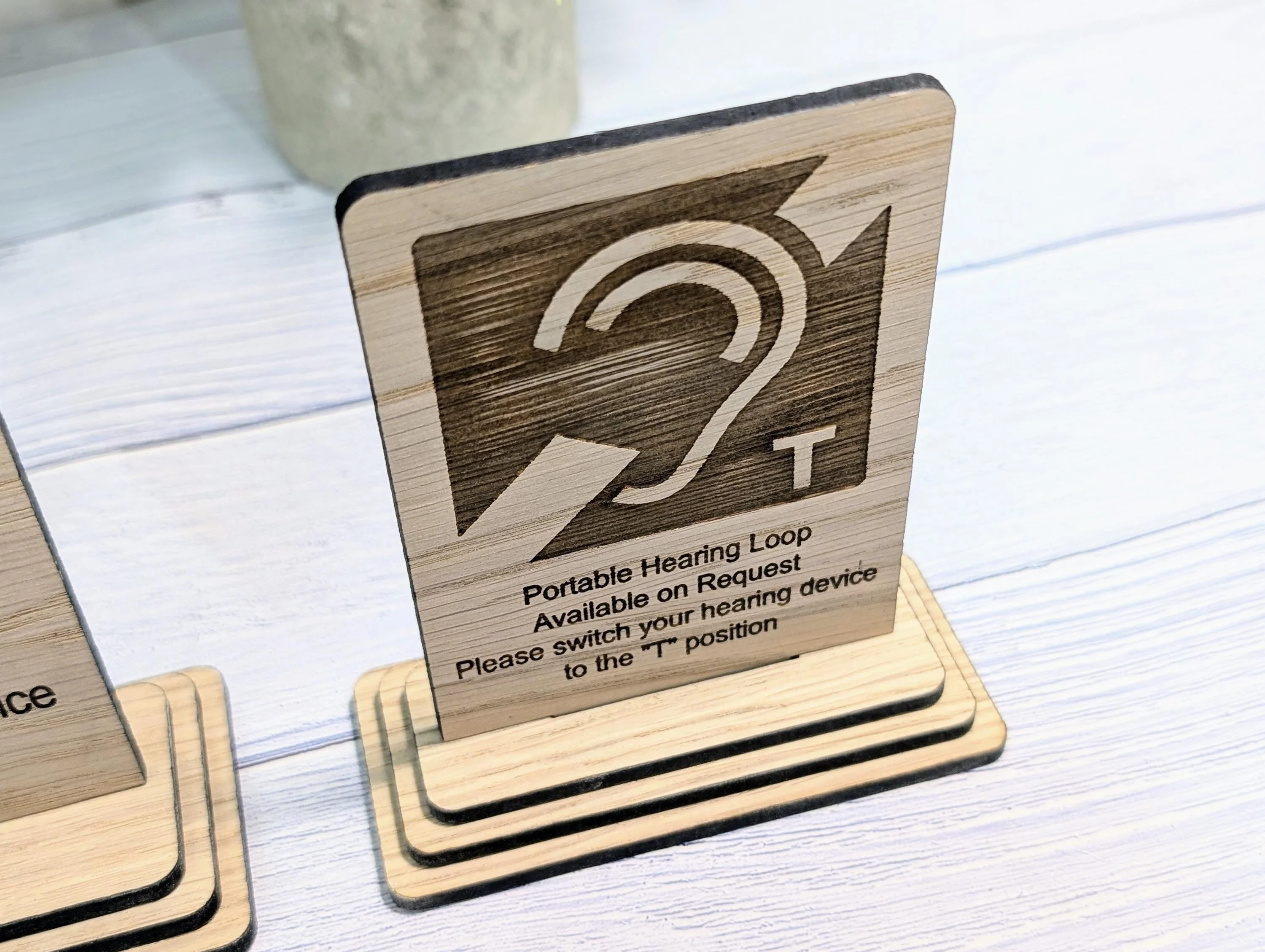 Personalised Wooden Portable Hearing Loop Sign – Freestanding Table Sign for Accessibility, Office, & Public Spaces- Two Sizes - Image 5