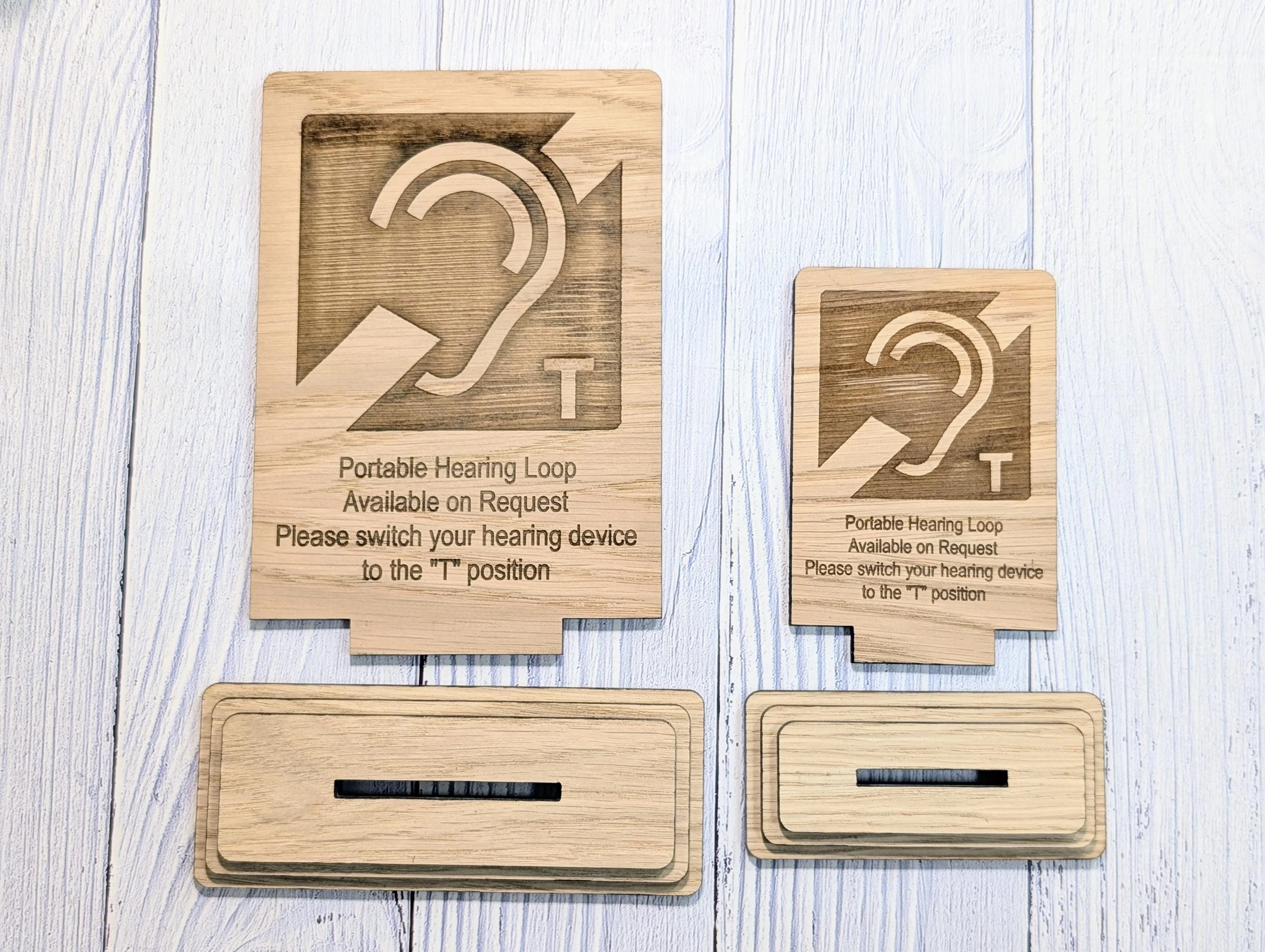 Personalised Wooden Portable Hearing Loop Sign – Freestanding Table Sign for Accessibility, Office, & Public Spaces- Two Sizes - Image 6