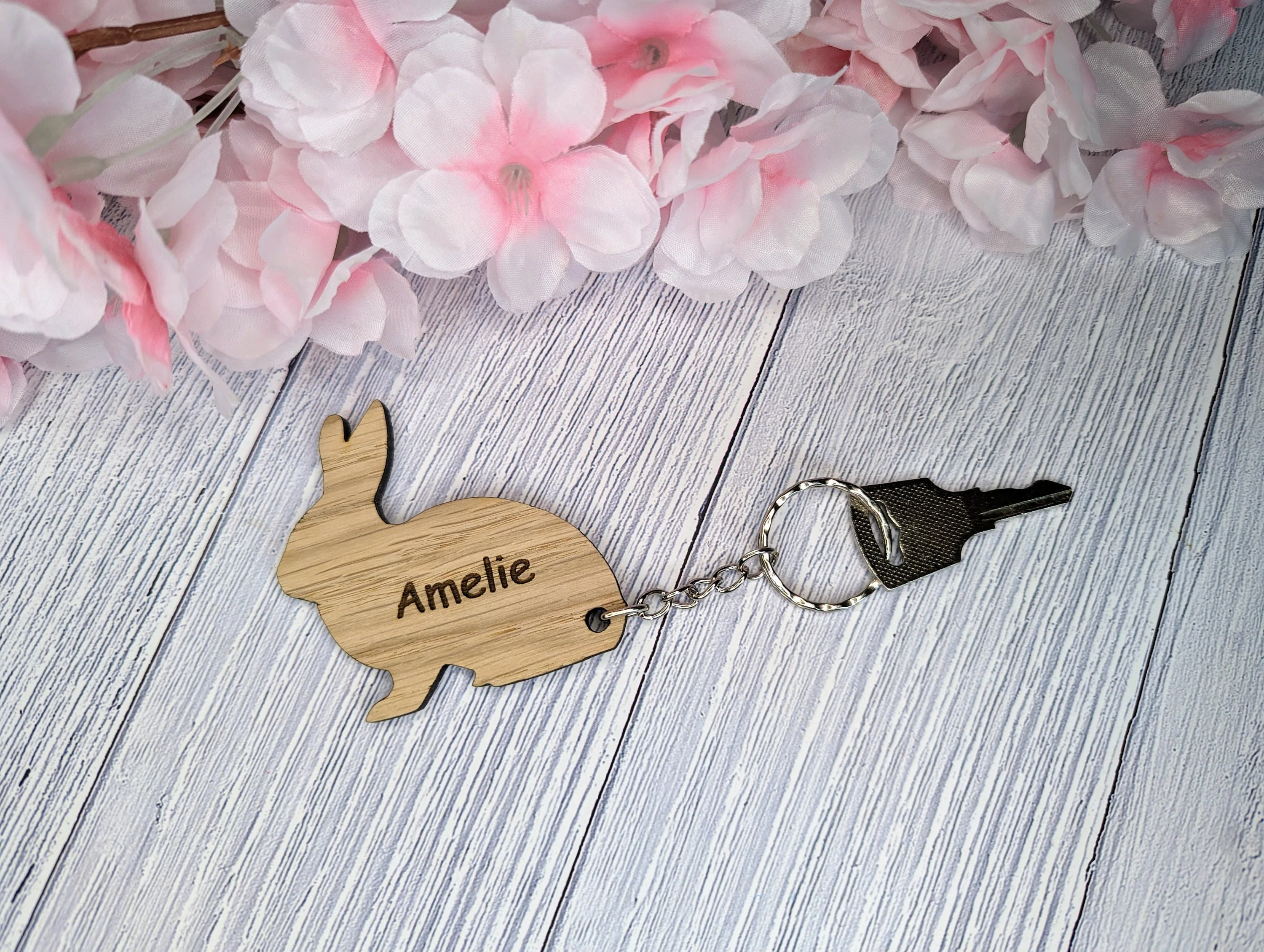 Personalised Wooden Rabbit Keyring | Teacher Gift | School Children Gifts | Personalised Keyrings For Pupils | Gifts From Teacher | Oak - Image 3