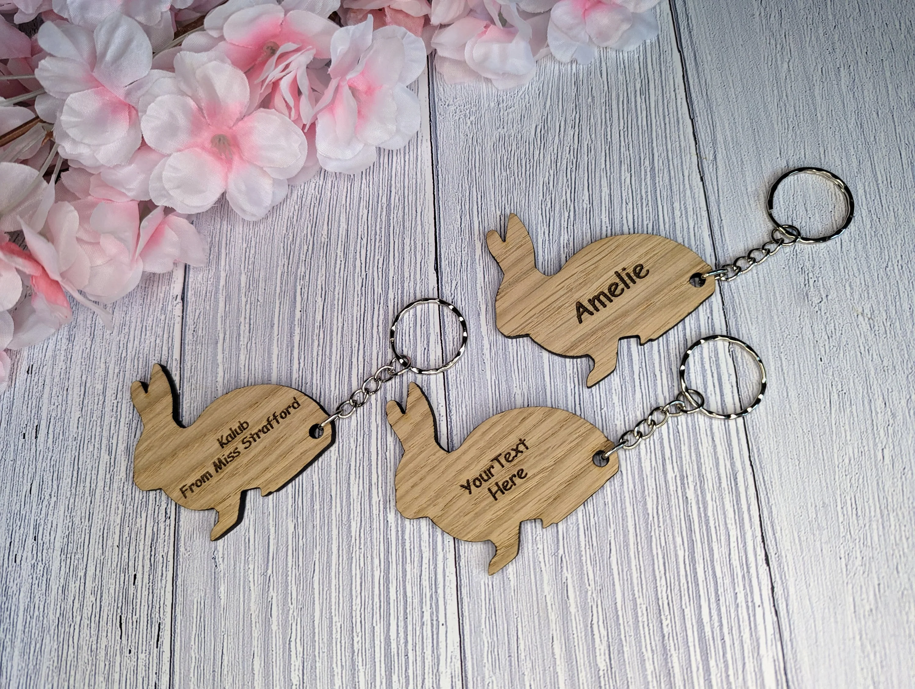 Personalised Wooden Rabbit Keyring | Teacher Gift | School Children Gifts | Personalised Keyrings For Pupils | Gifts From Teacher | Oak - Image 7