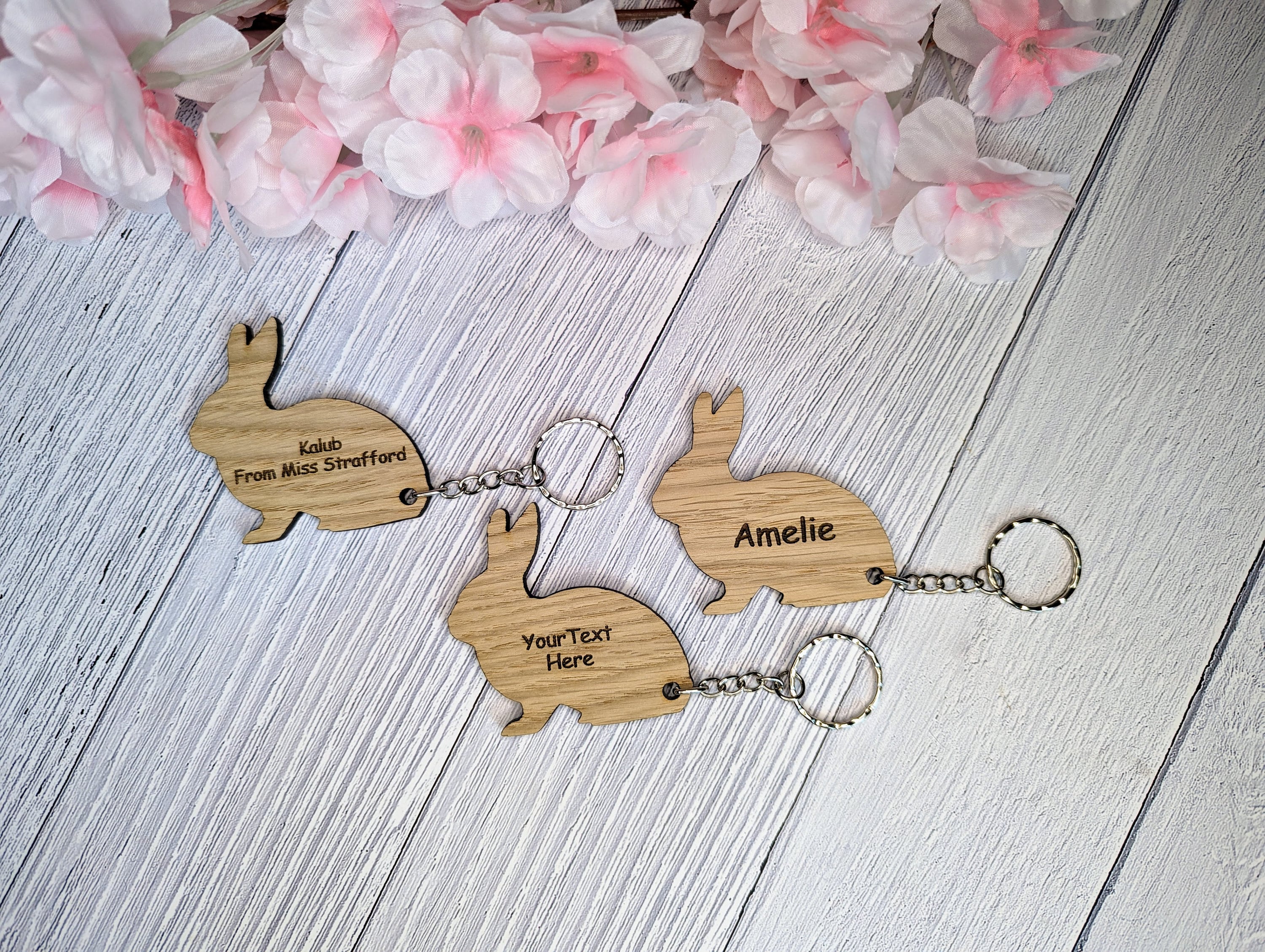 Personalised Wooden Rabbit Keyring | Teacher Gift | School Children Gifts | Personalised Keyrings For Pupils | Gifts From Teacher | Oak - Image 8