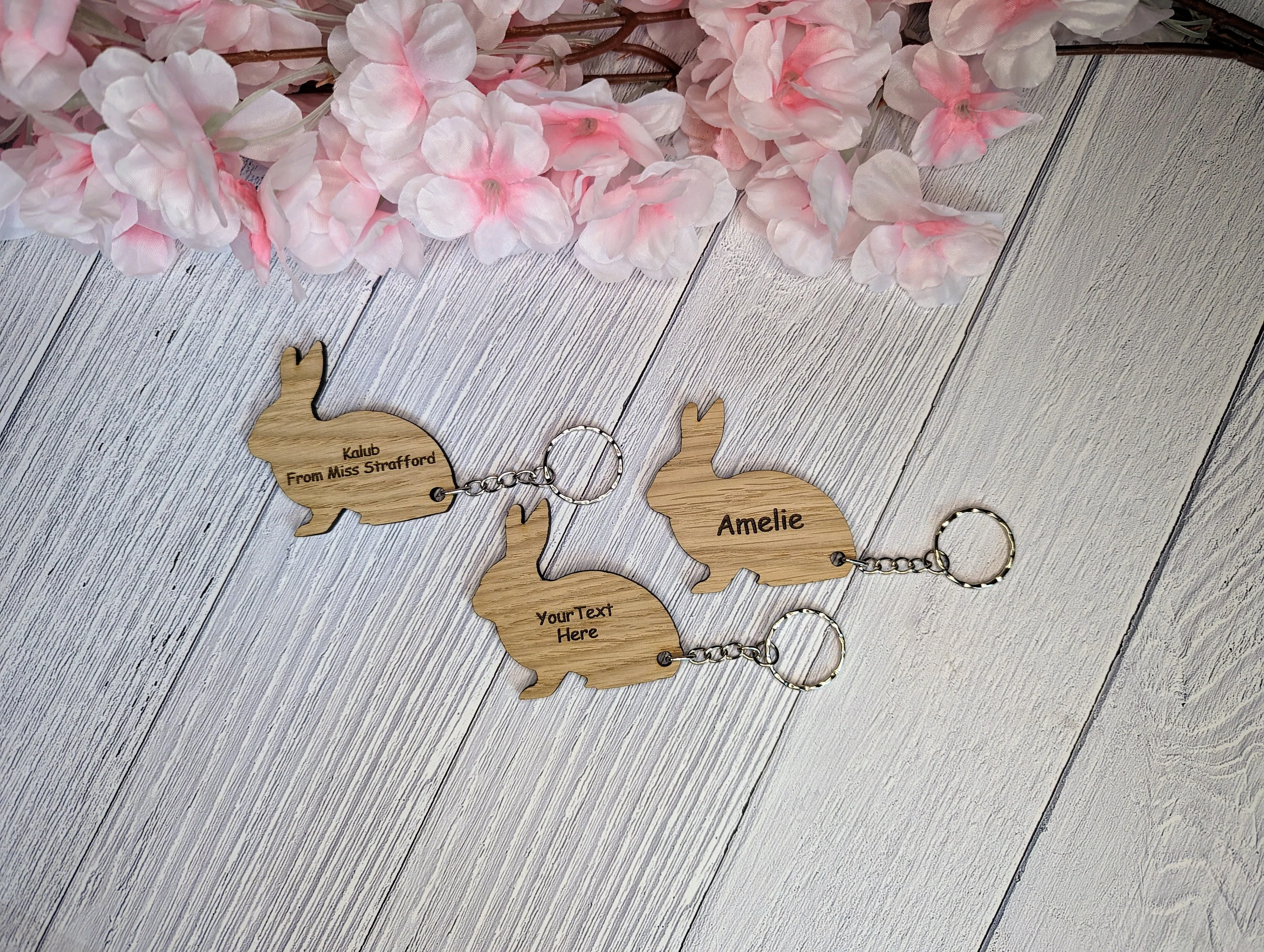 Personalised Wooden Rabbit Keyring | Teacher Gift | School Children Gifts | Personalised Keyrings For Pupils | Gifts From Teacher | Oak - Image 9