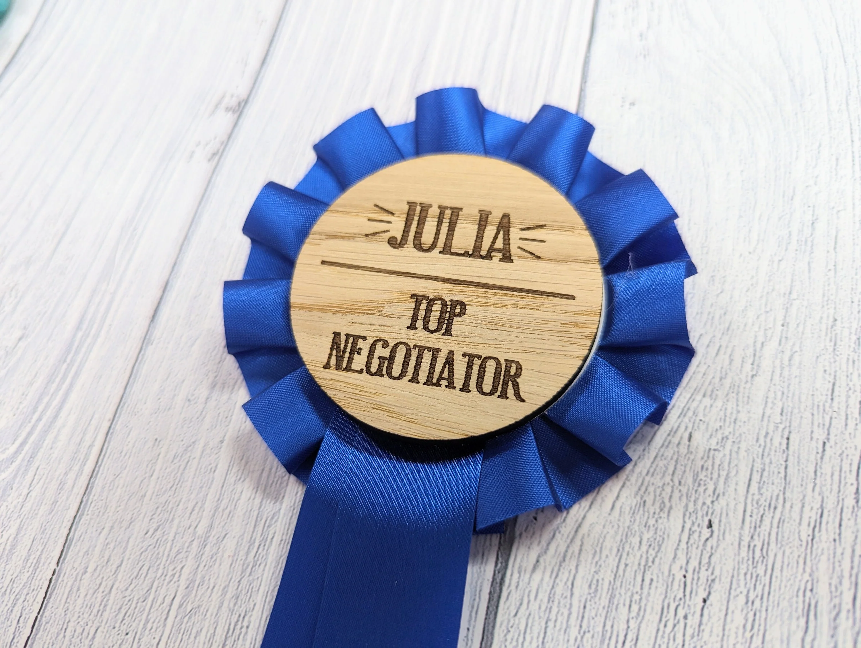 Personalised Wooden Sales Awards Rosette - Celebrate Sales Excellence! | Customised Oak Rosettes in 4 Colours | Award Ribbon - Image 5